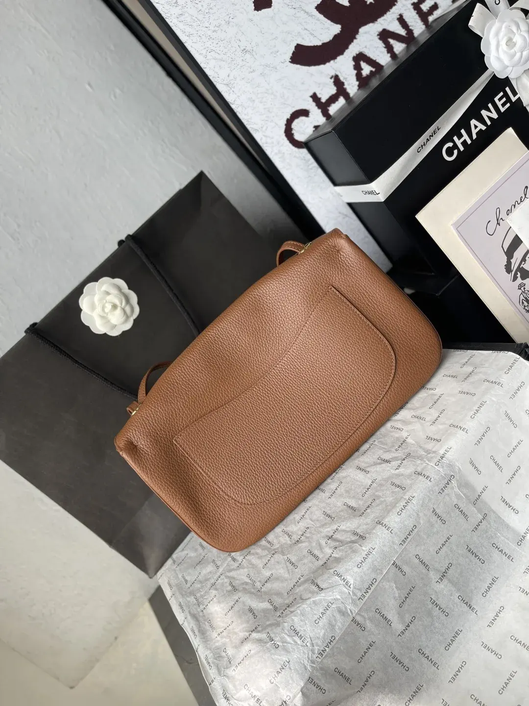 Chanel Brown Classic Flap Grained Leather Shoulder Bag product photo from LabelPicks