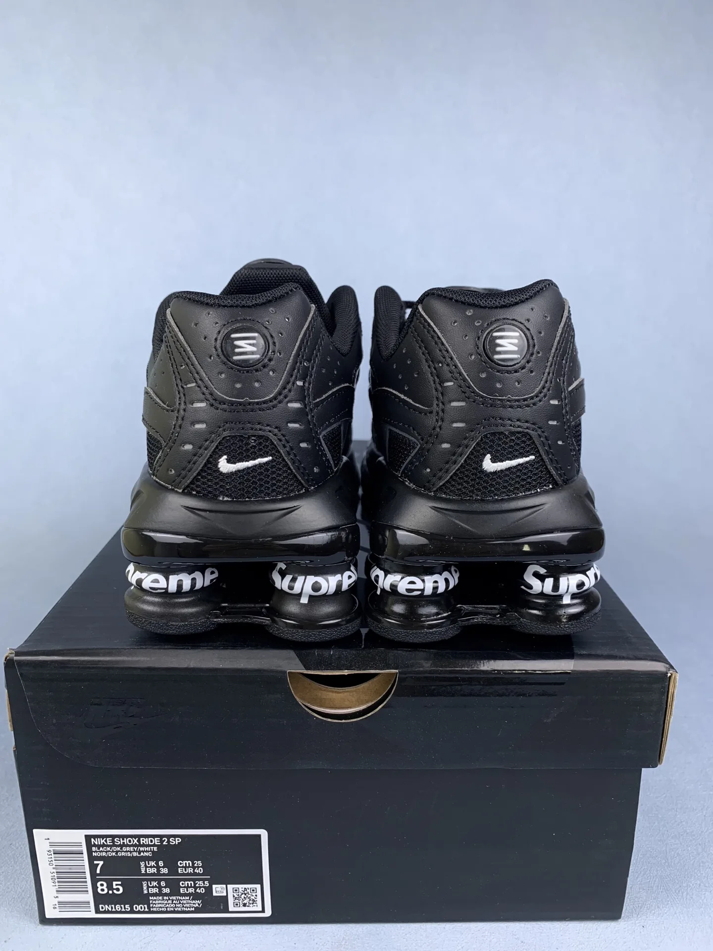 Supreme x Nike Shox Ride 2 SP “Black” - Black/Dark Ash/White product photo from LabelPicks