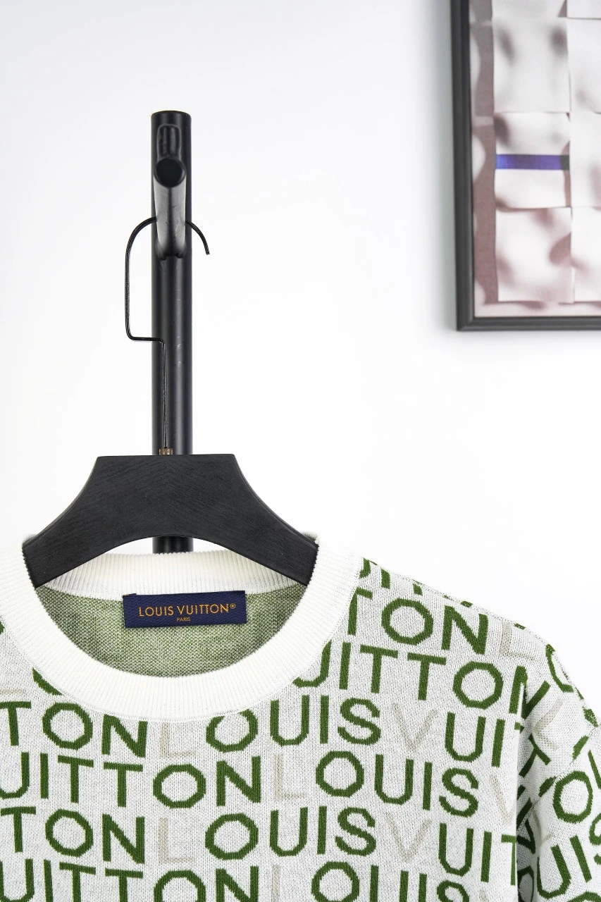 Louis Vuitton Grey Green Letter Jacquard T-Shirt product photo from LabelPicks