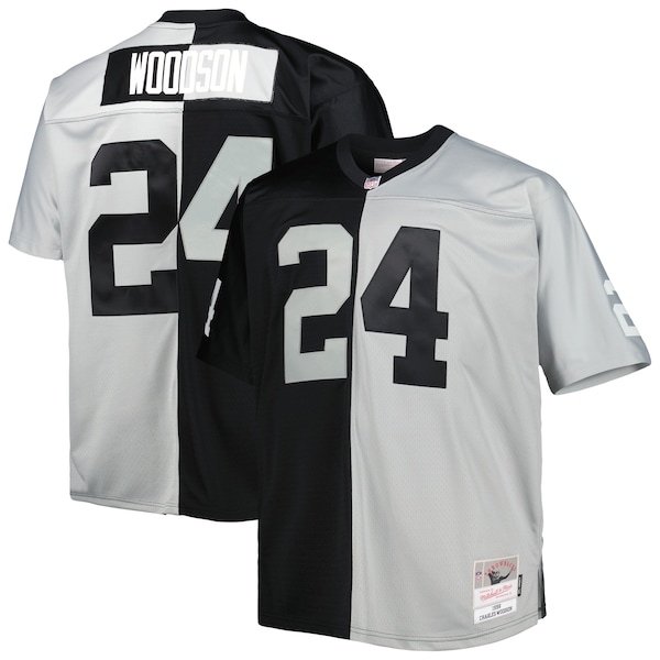 Charles Woodson Las Vegas Raiders Big & Tall Split Legacy Retired Player Replica Jersey - Black/Silver