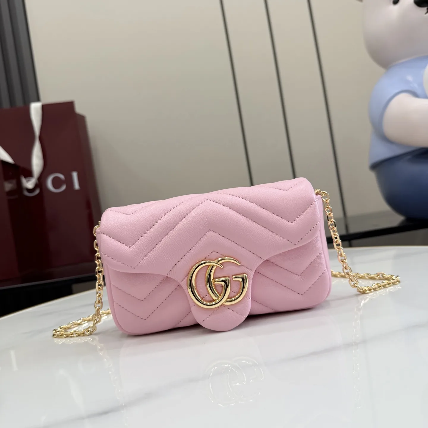 Gucci Pink Marmont GG Supreme Canvas Shoulder Bag product photo from LabelPicks
