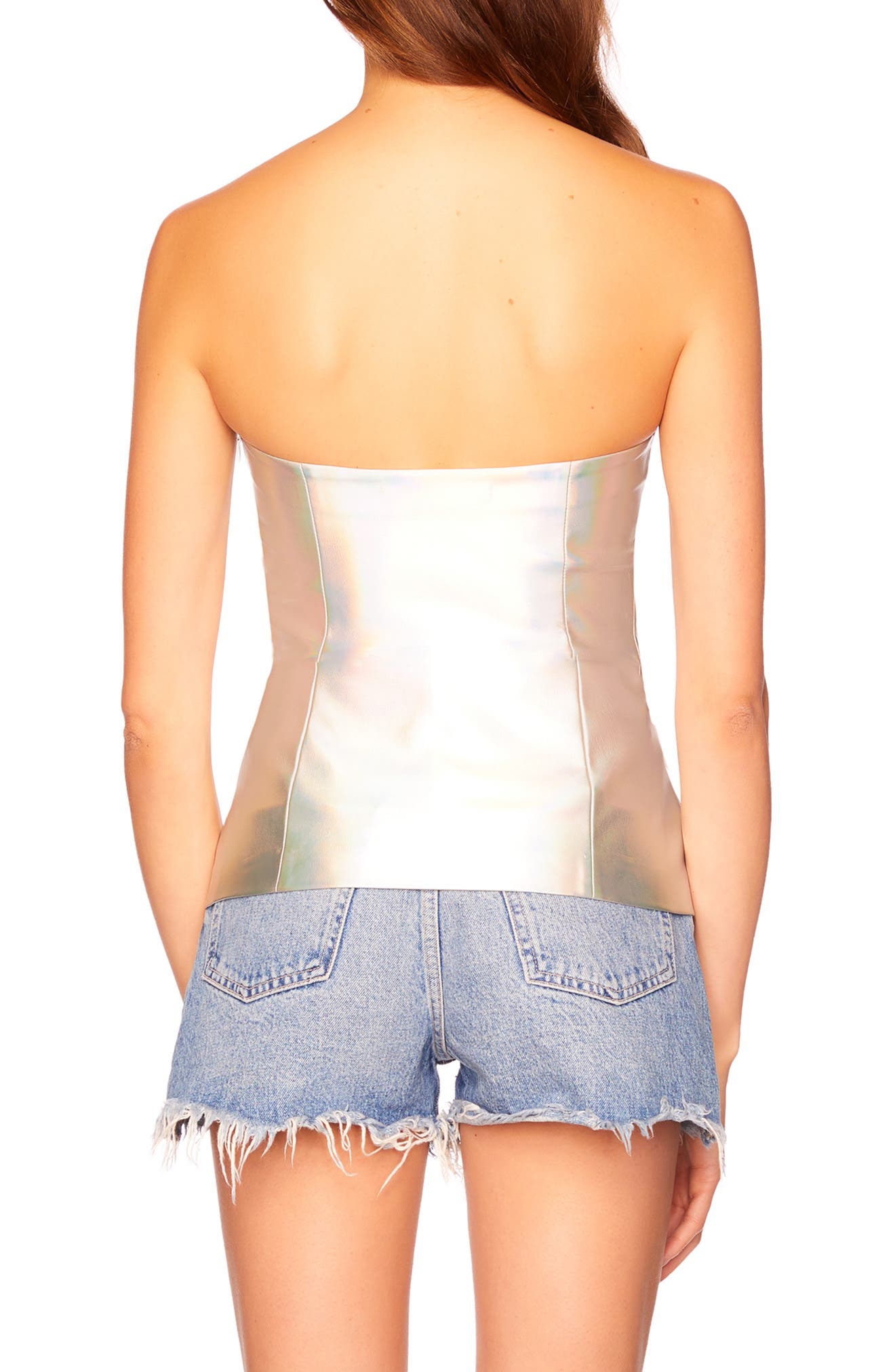 Susana Monaco Iridescent Faux Leather Tube Top