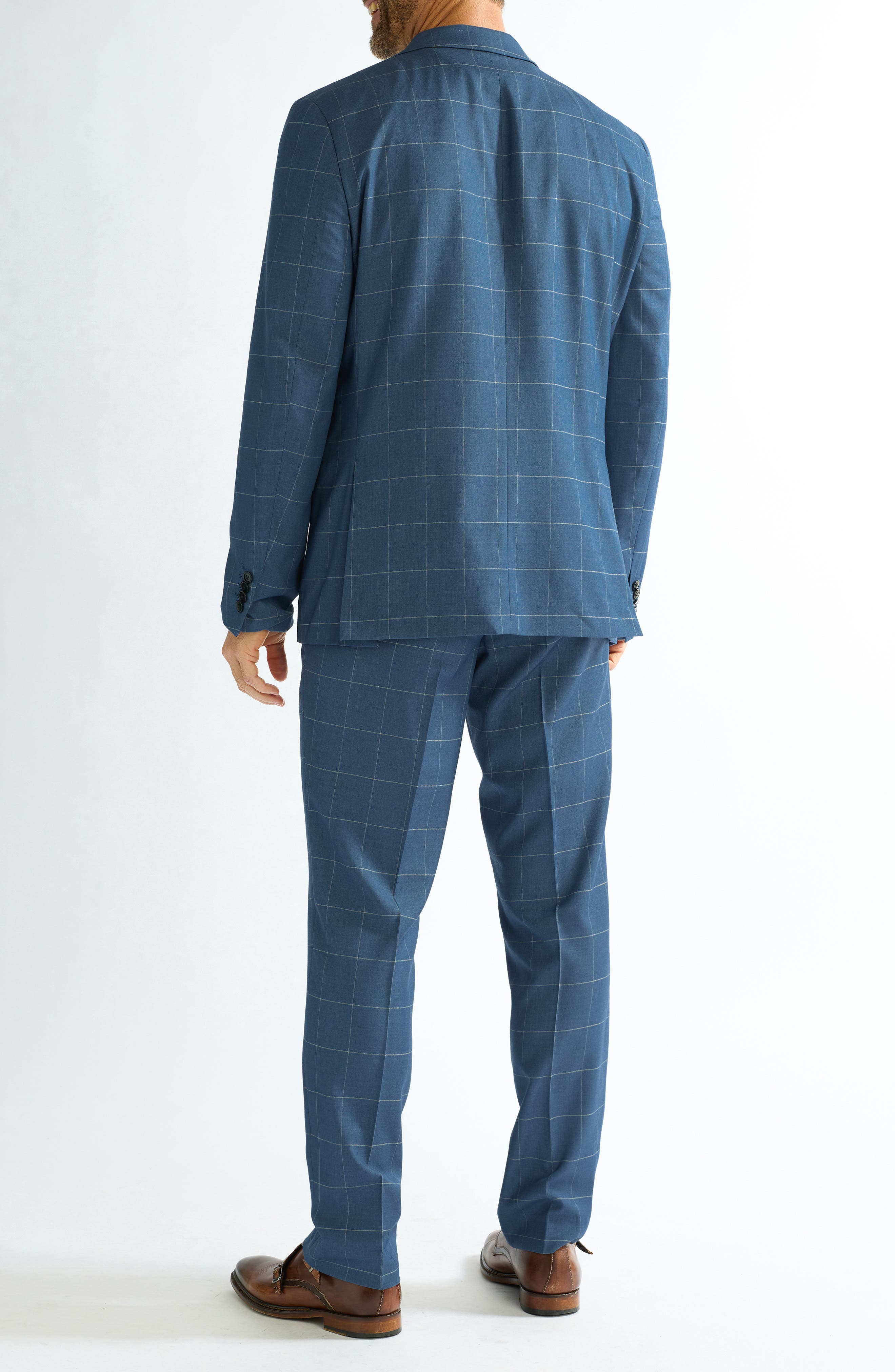 SAVILE ROW CO Blue Windowpane Suit