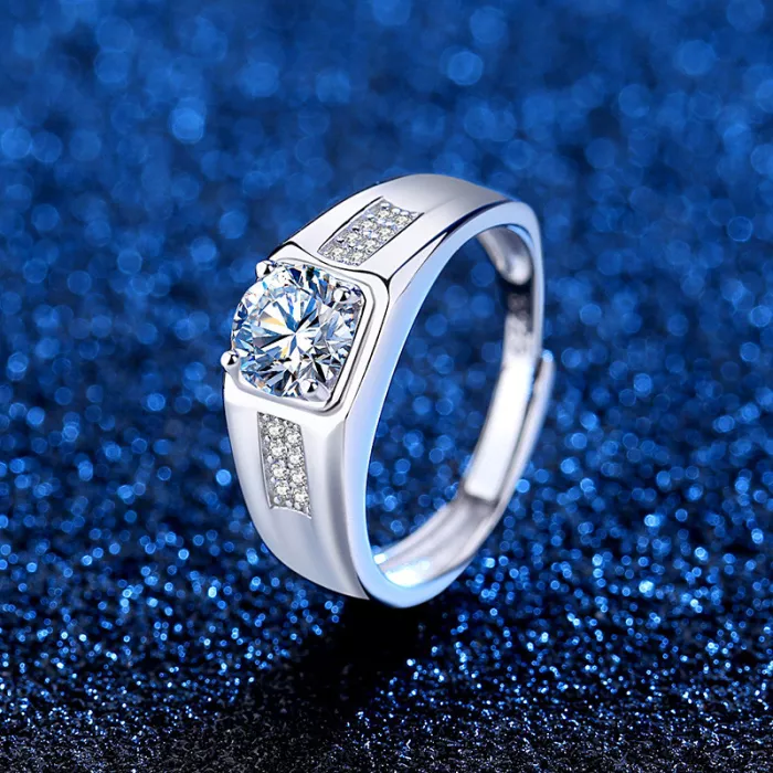 European and American moissanite couple ring s925 classic high carbon diamond real ring men and women propose one carat diamond ring