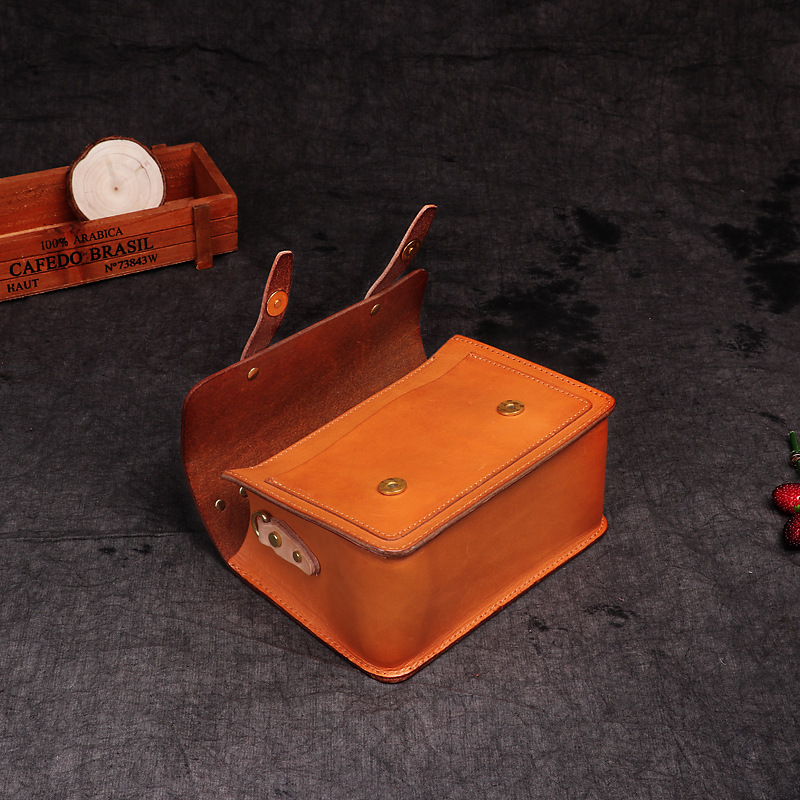 Tan Orange Small Satchel Purse