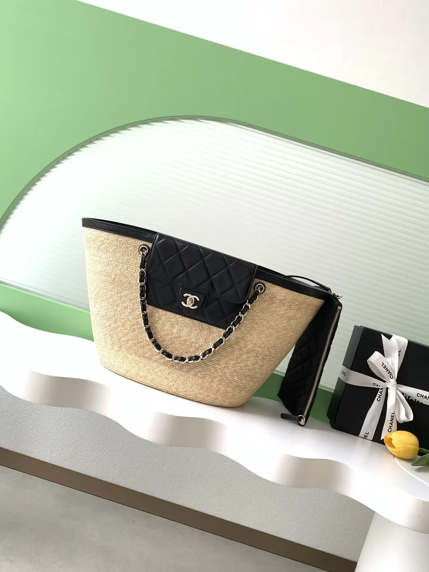 Chanel Black Straw Woven Tote Bag product photo from LabelPicks