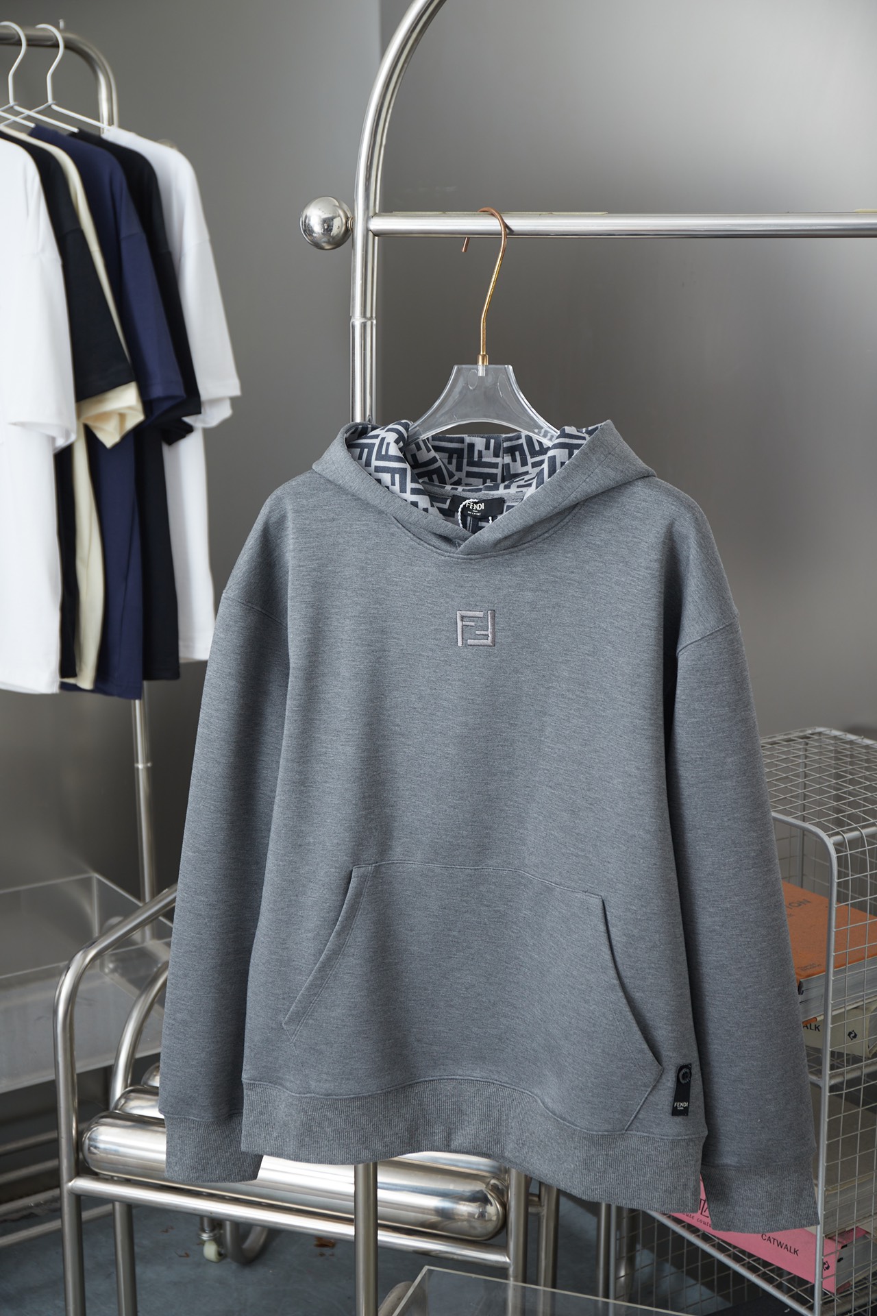 Stylish Logo Embroidered Long Sleeve Hoodies