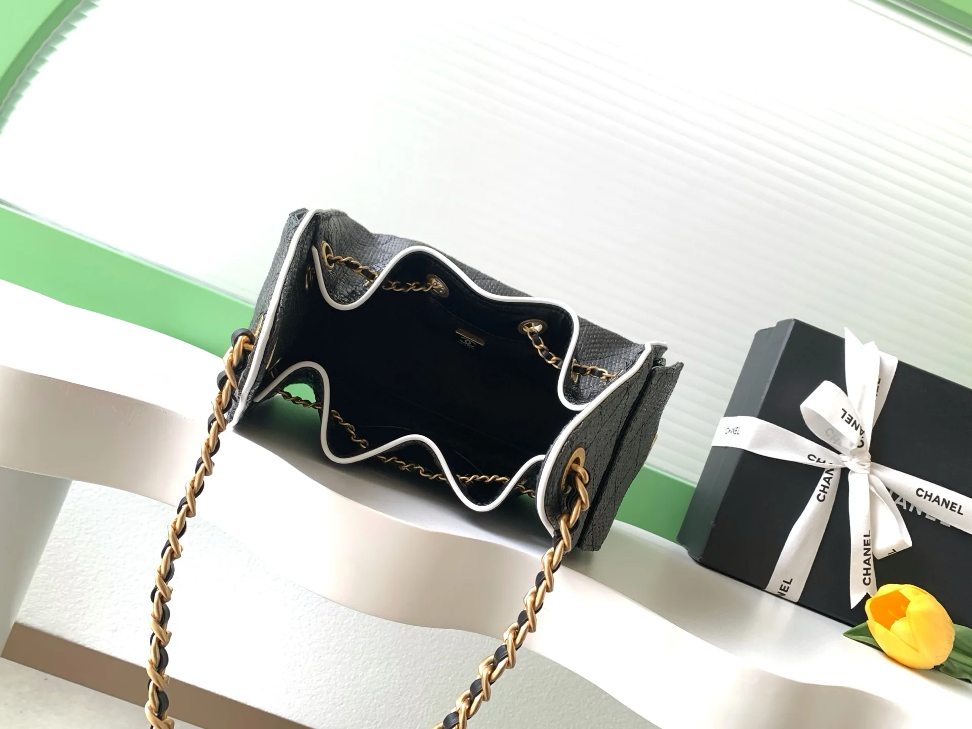 Chanel White Straw Woven Bucket Bag product photo from LabelPicks