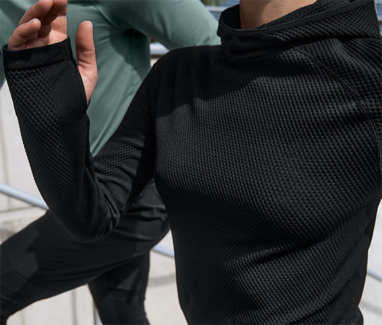 Seamless-Funktionslaufshirt mit Kapuze