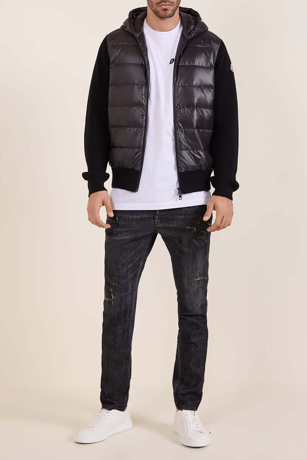 MONCLER קרדיגן ריב מרופד