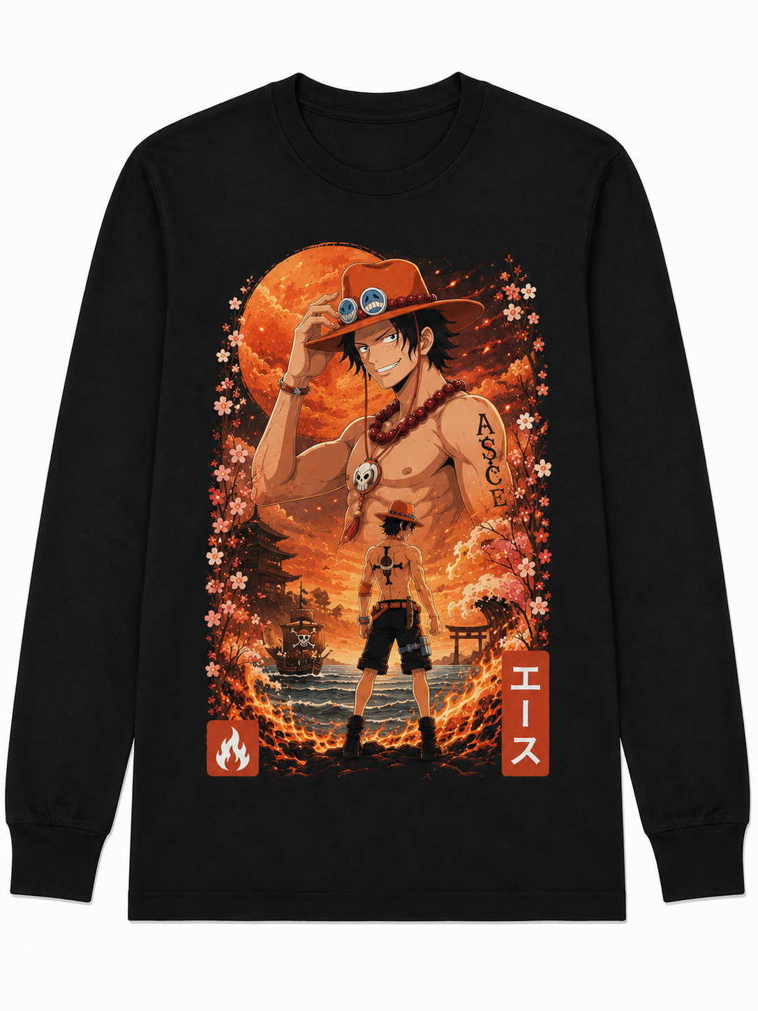 Remera Anime Portgas D. Ace One Piece Manga Corta