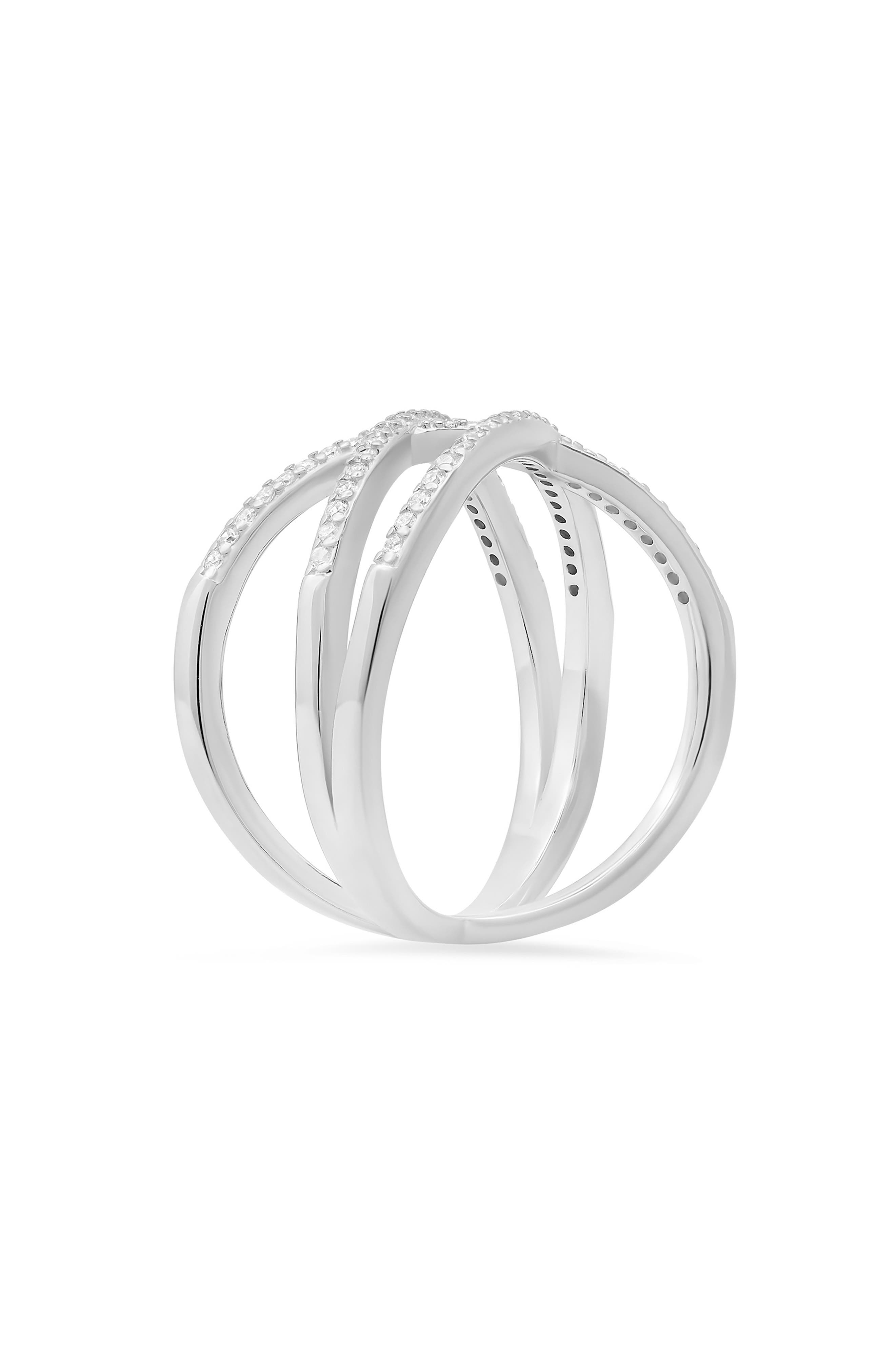 Queen Jewels Sterling Silver Crisscross Cubic Zirconia Ring