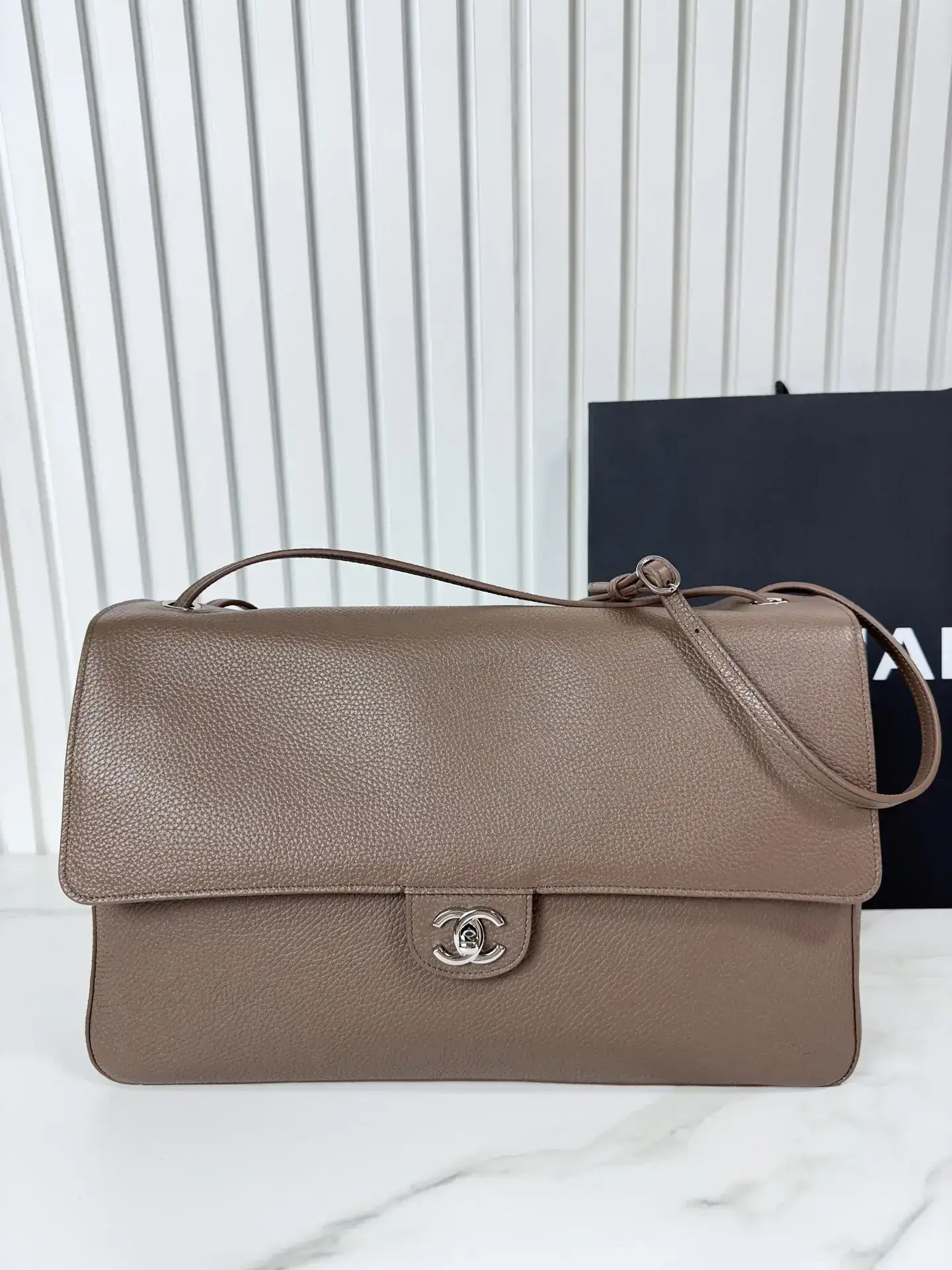 Chanel Brown Classic Flap Grained Leather Crossbody Bag product photo from LabelPicks