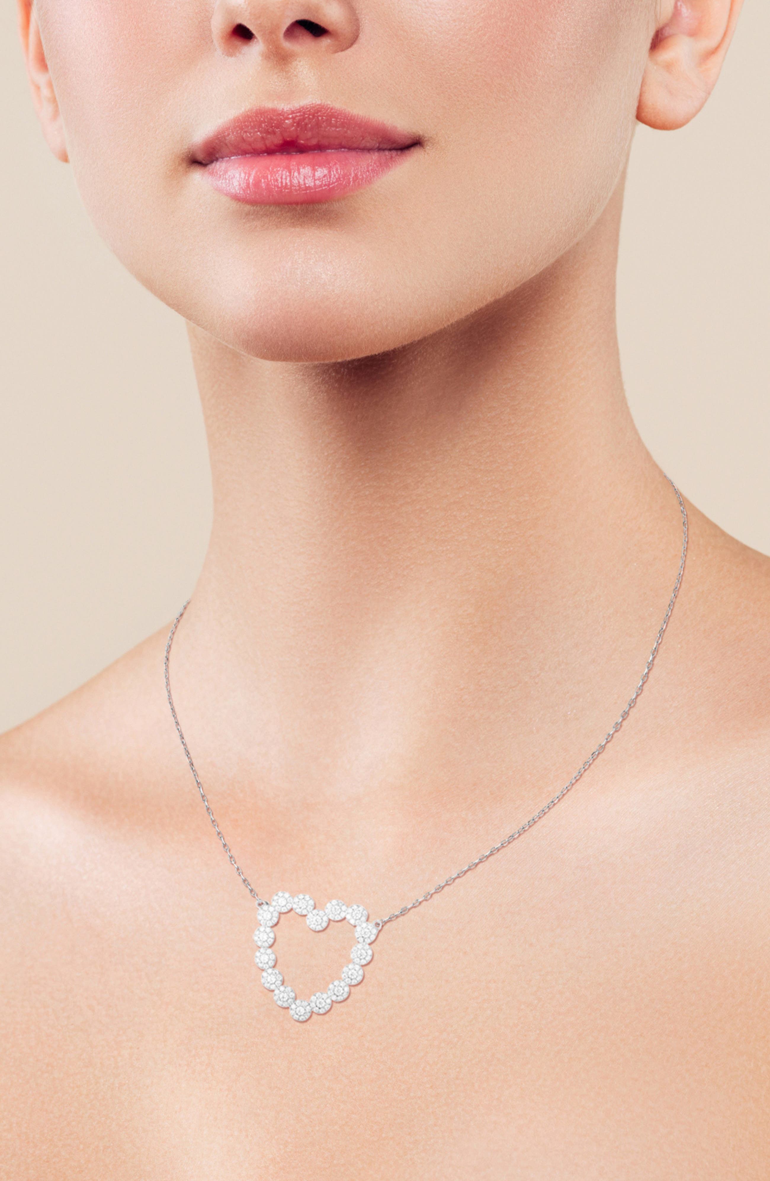 SPHERA MILANO Pavé Cubic Zirconia Open Heart Pendant Necklace