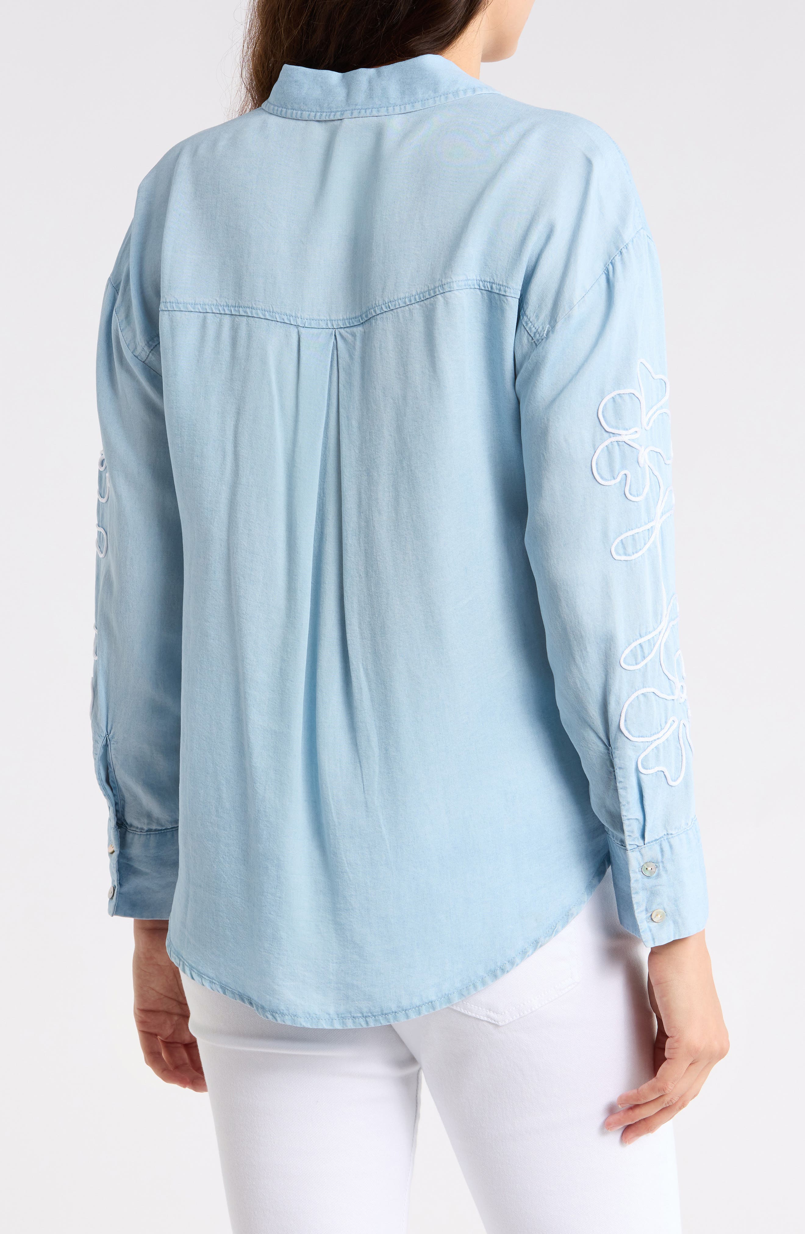 Nicole Miller Floral Embroidered Button-Up Shirt