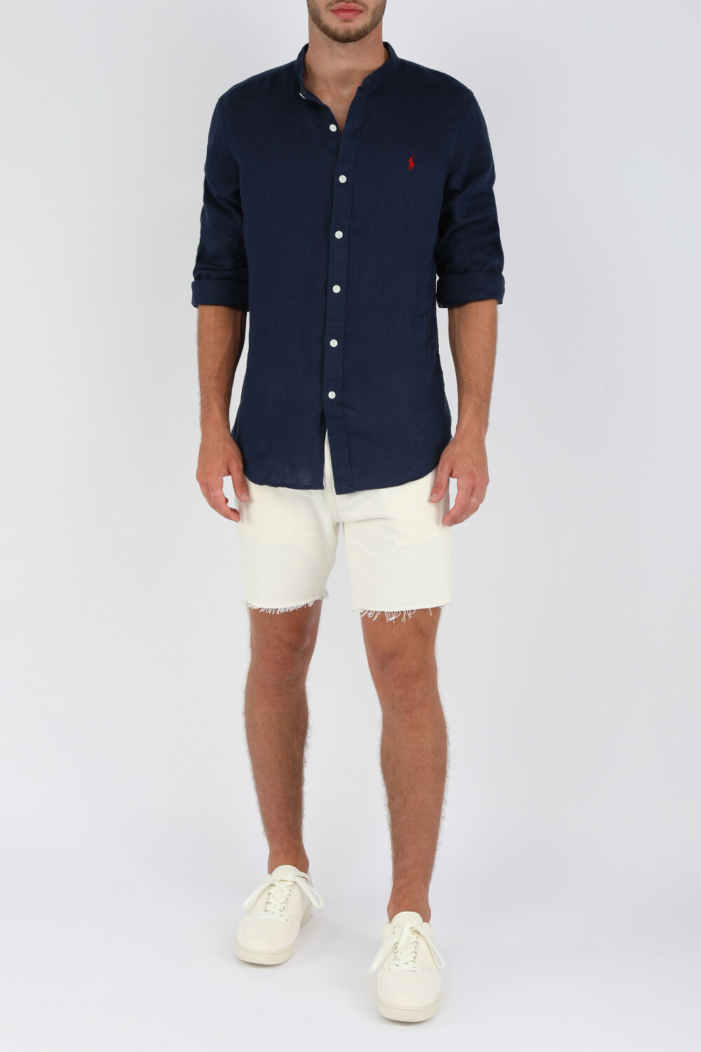 POLO RALPH LAUREN חולצת פשתן מכופתרת עם לוגו