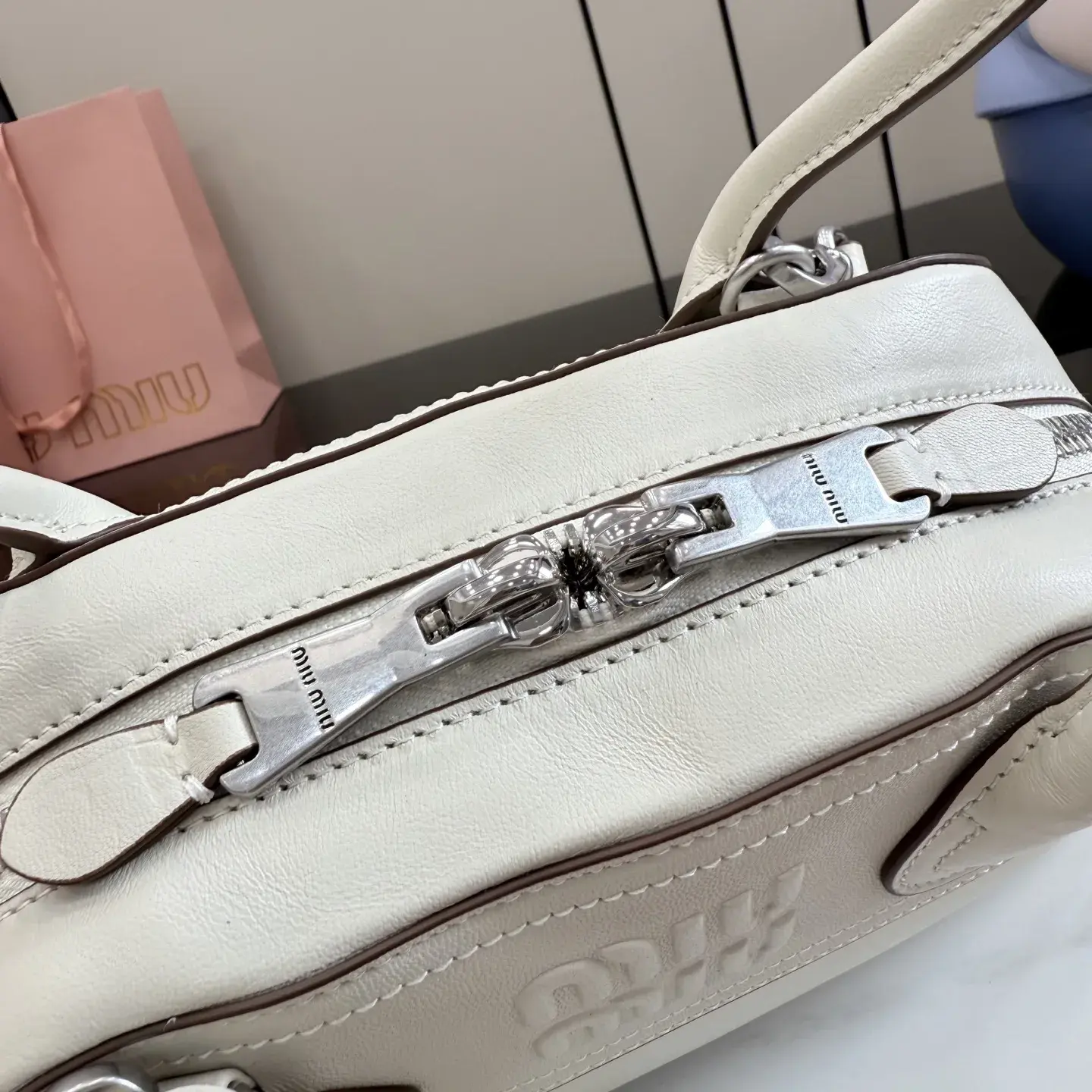 Miu Miu White Vivant Lambskin Top Handle Bag product photo from LabelPicks