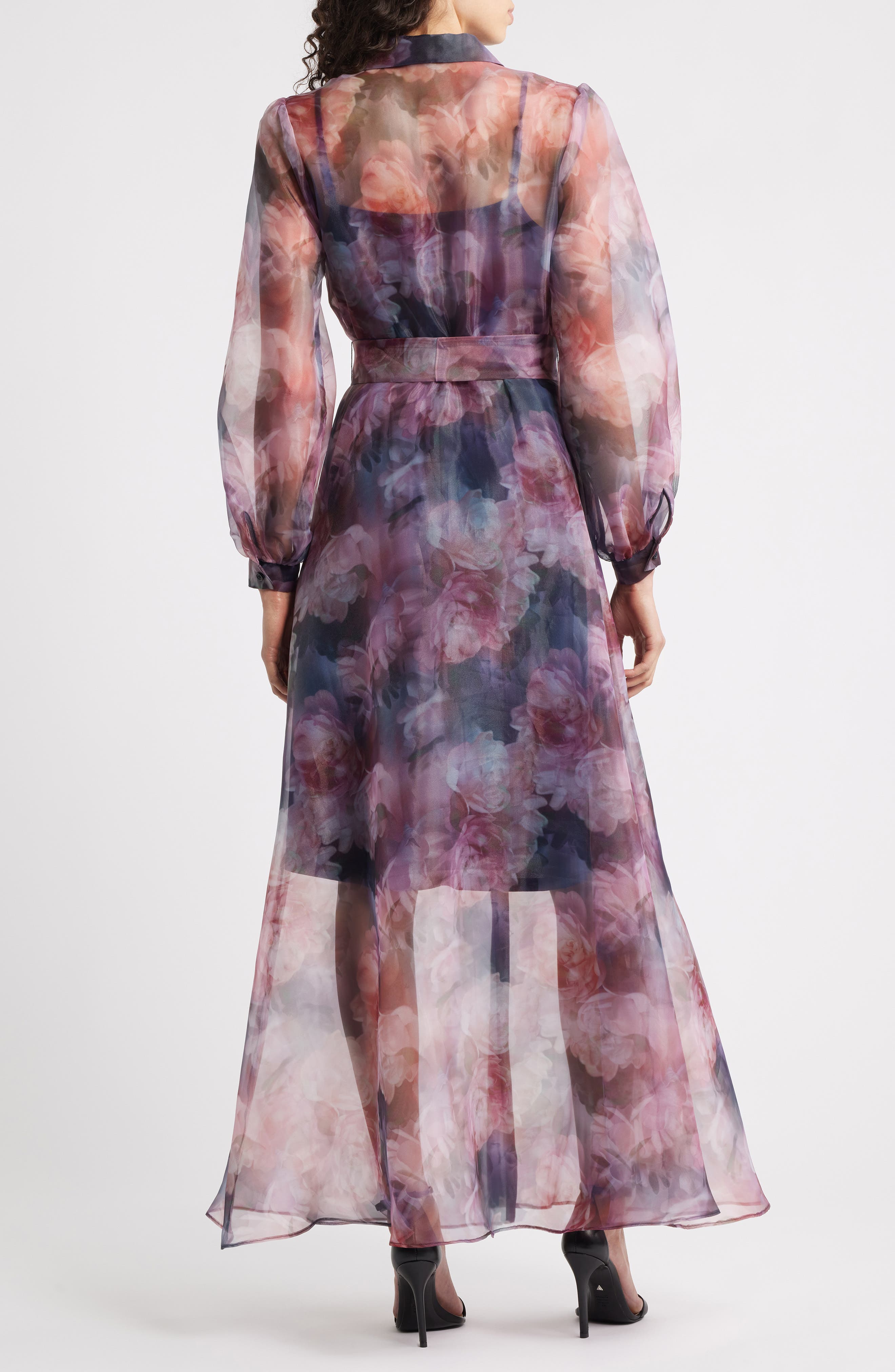 Julia Jordan Floral Organza Button-Up Gown