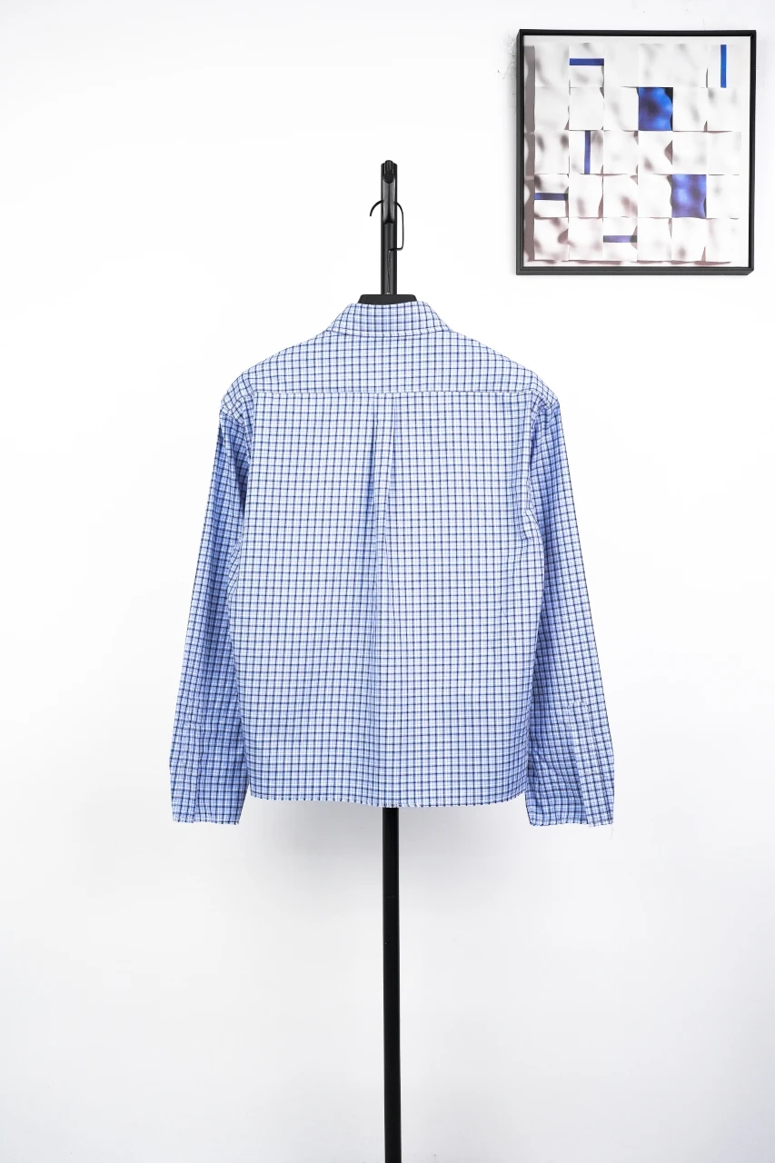 Miu Miu Sky Blue Check Long Sleeve Shirt product photo from LabelPicks