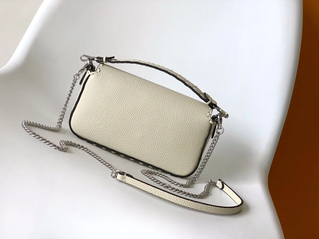 Fendi Baguette White Grained Leather Shoulder Bag product photo from LabelPicks