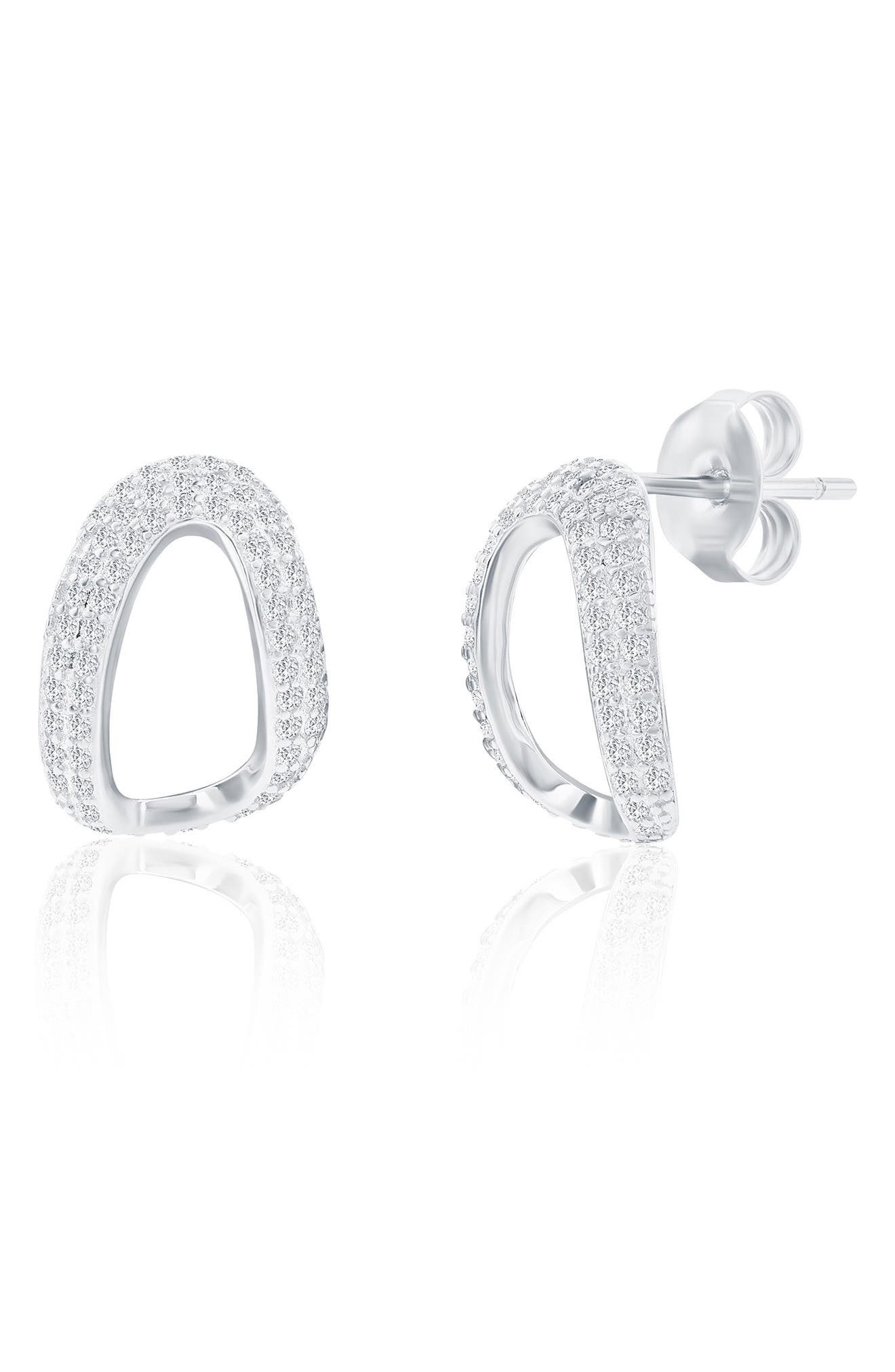 SIMONA Pavé Cubic Zirconia Oval Stud Earrings & Pendant Necklace Set