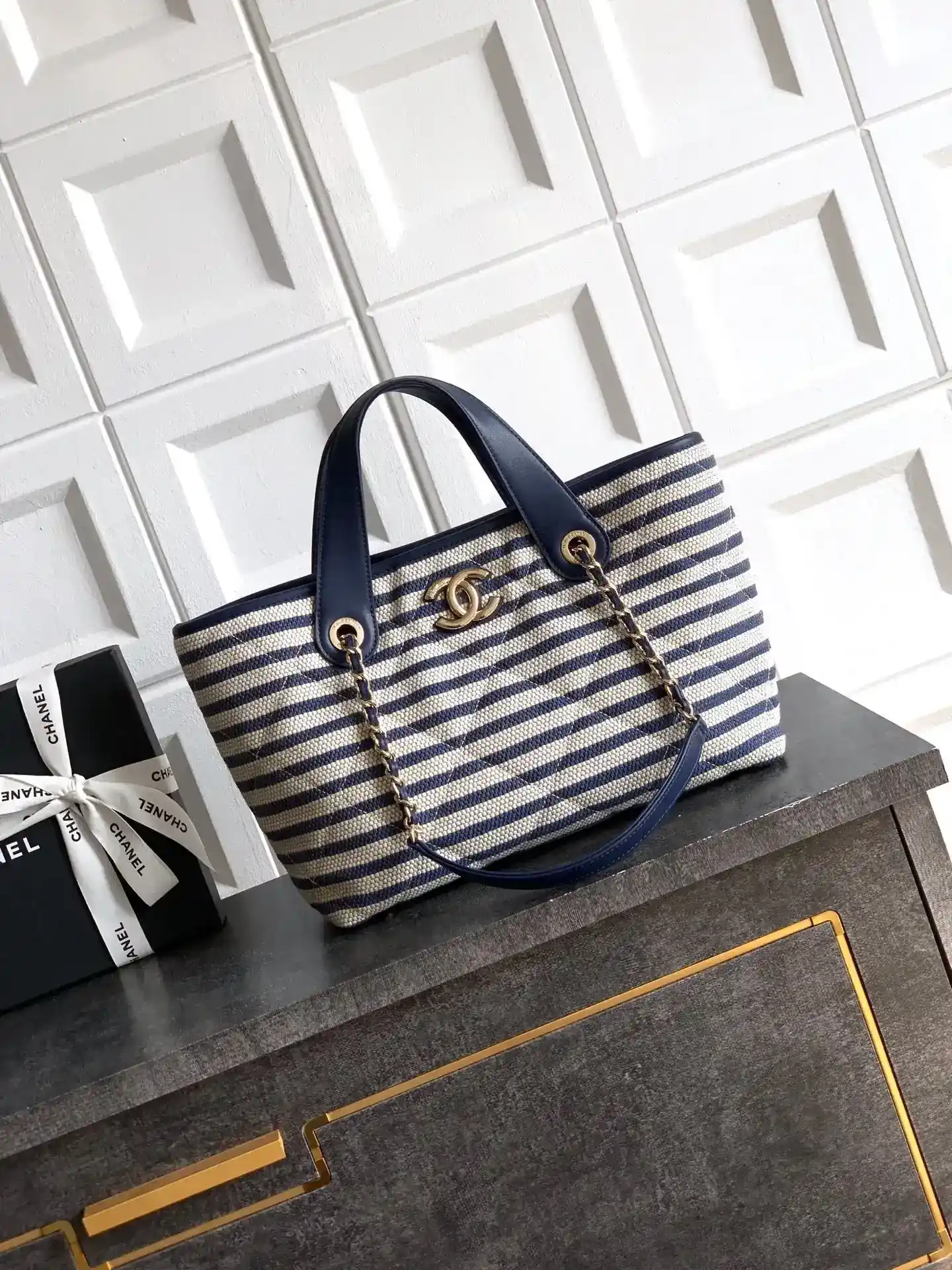 Chanel Blue Straw Woven Tote Bag product photo from LabelPicks