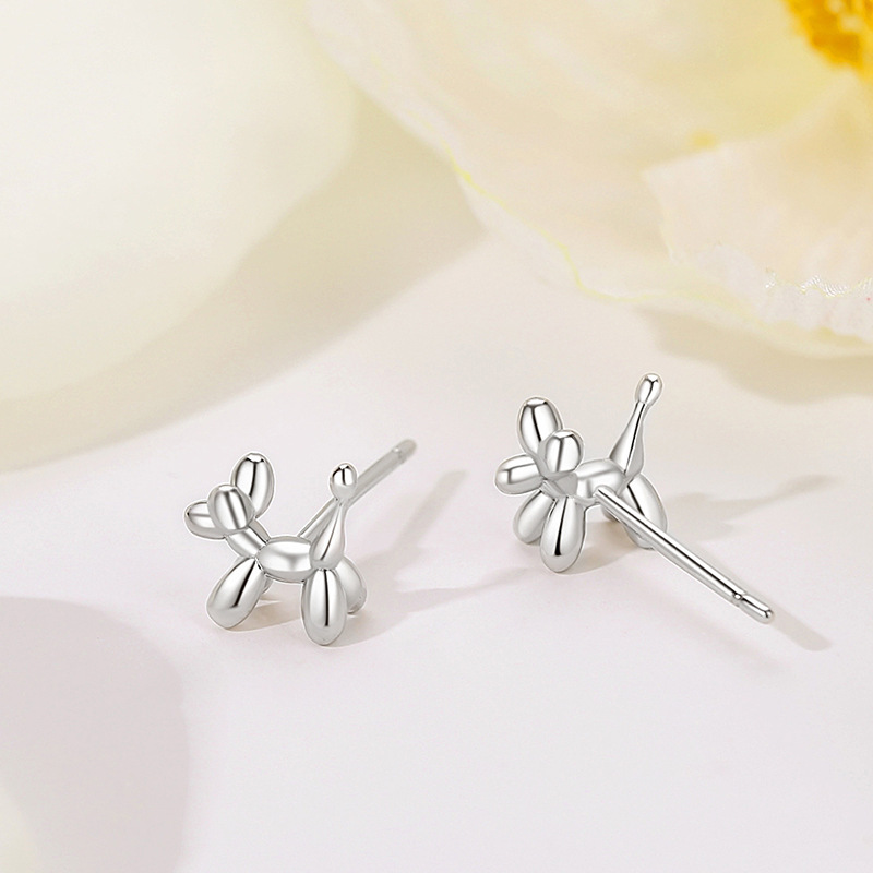Original 925 sterling silver balloon dog bone earrings for women, featuring micro-paved cubic zirconia and tassel designs, trendy Instagram-style jewelry