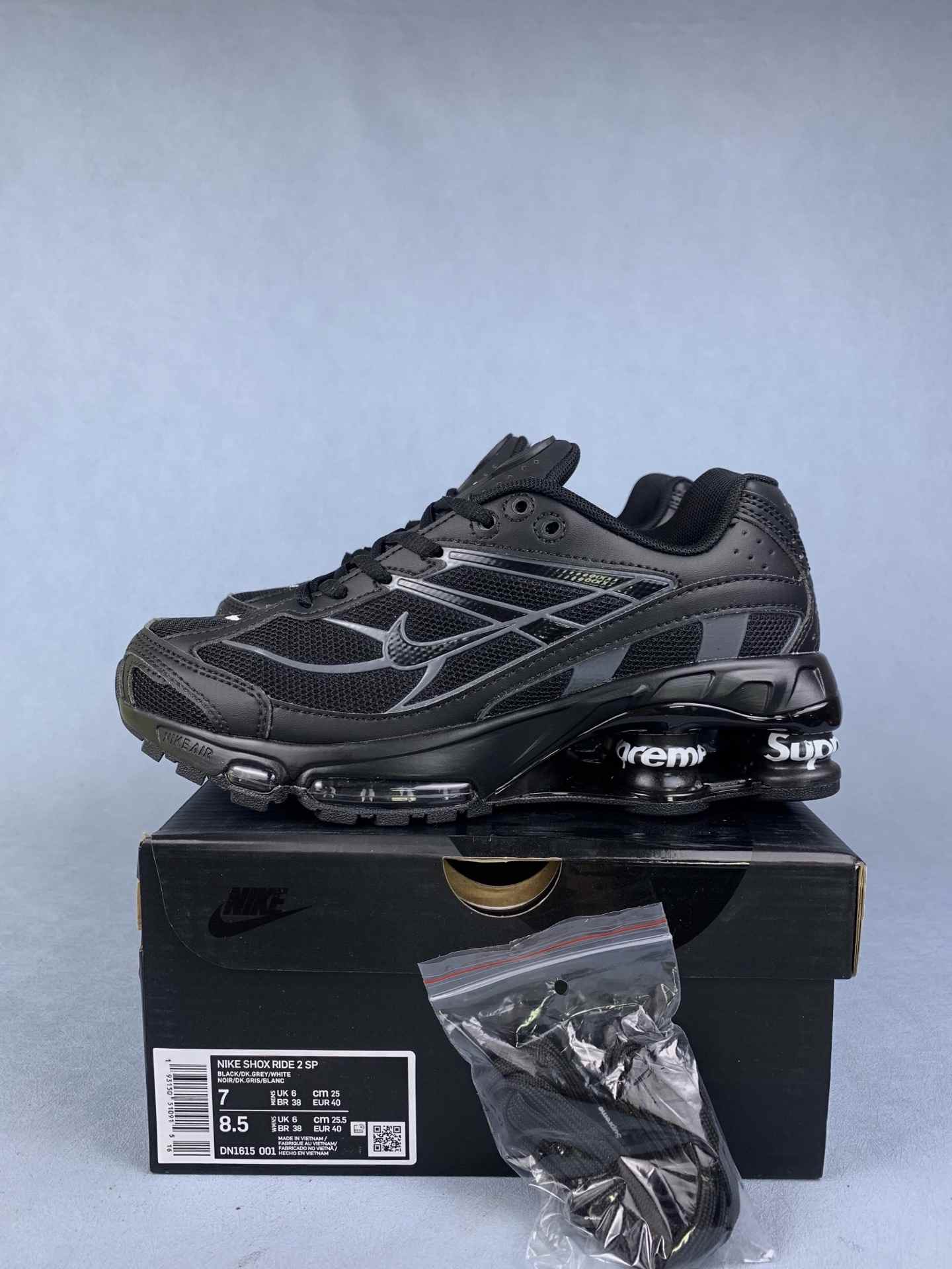Supreme x Nike Shox Ride 2 SP “Black” - Black/Dark Ash/White