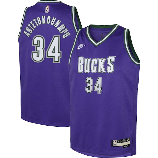 Giannis Antetokounmpo Milwaukee Bucks Nike Youth 2022/23 Swingman Jersey Purple - Classic Edition