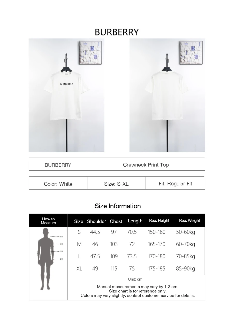 Burberry White Letter Print Cotton Crewneck T-Shirt product photo from LabelPicks