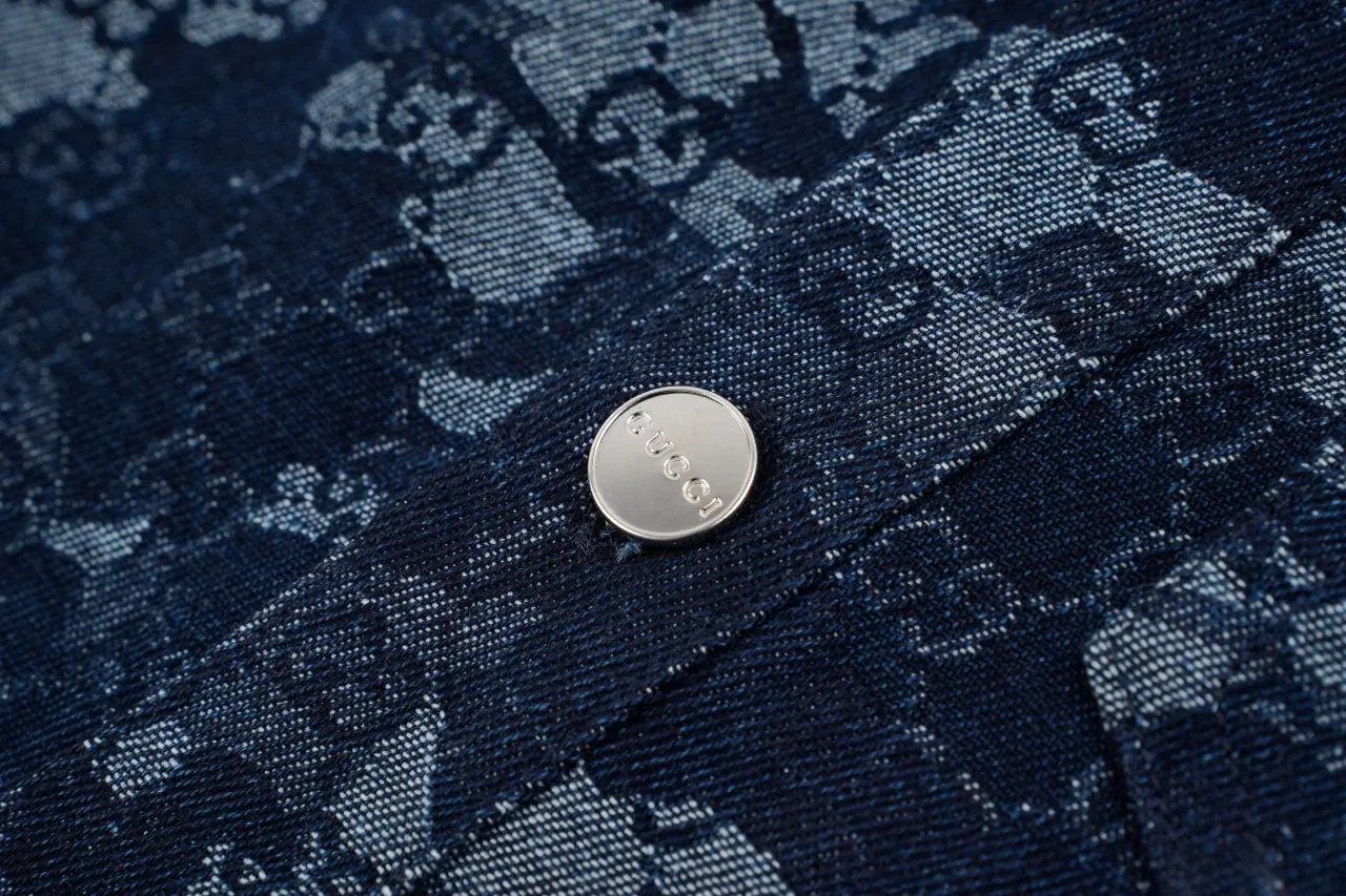 GUCCI Blue White Marble GG Denim Overshirt product photo from LabelPicks