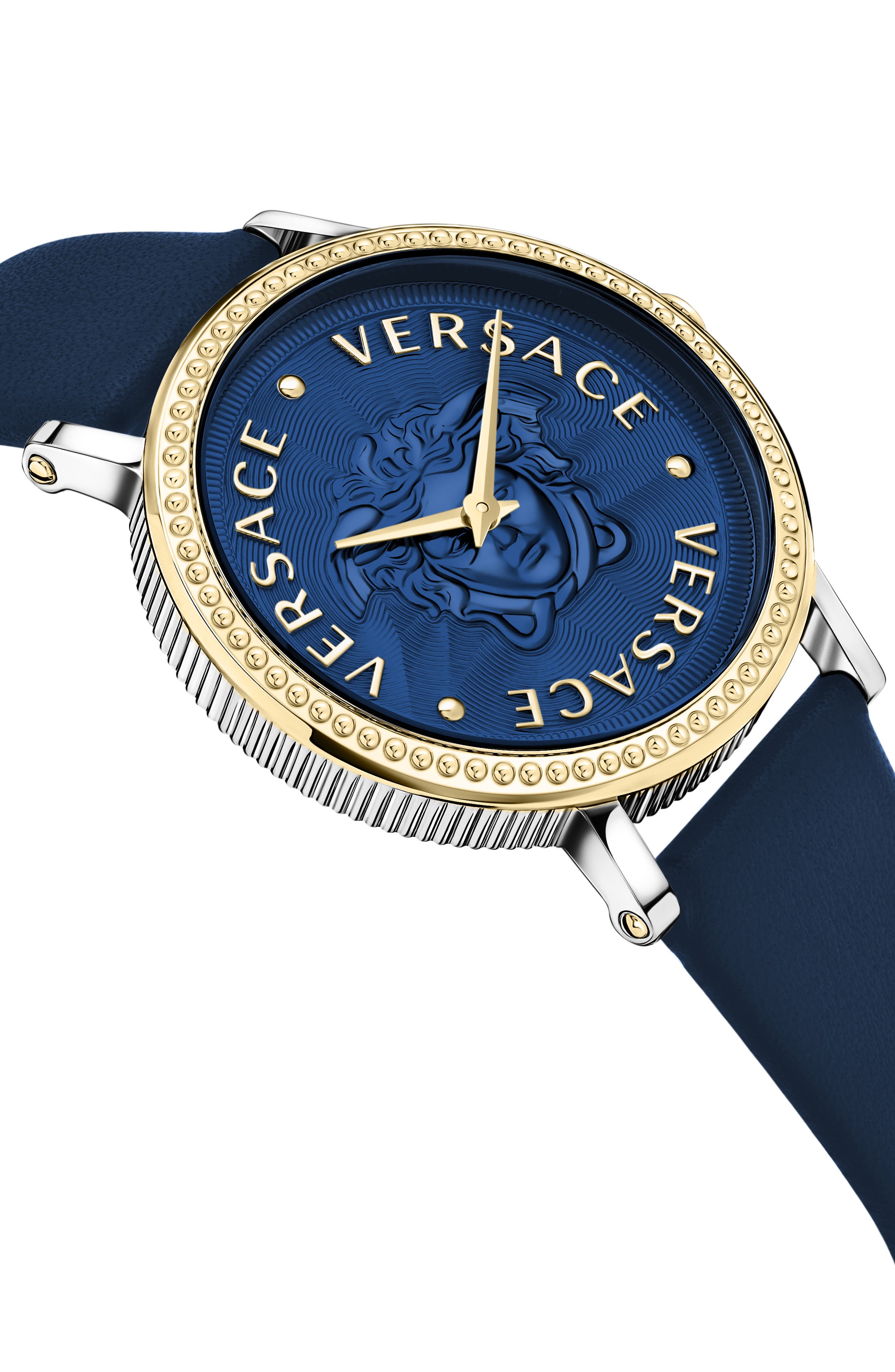 Versace V-Dollar Leather Strap Watch, 37mm