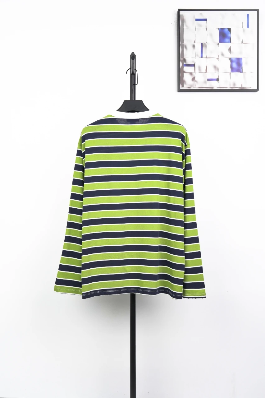 Prada Green Striped Drop-Shoulder Long Sleeve Polo product photo from LabelPicks