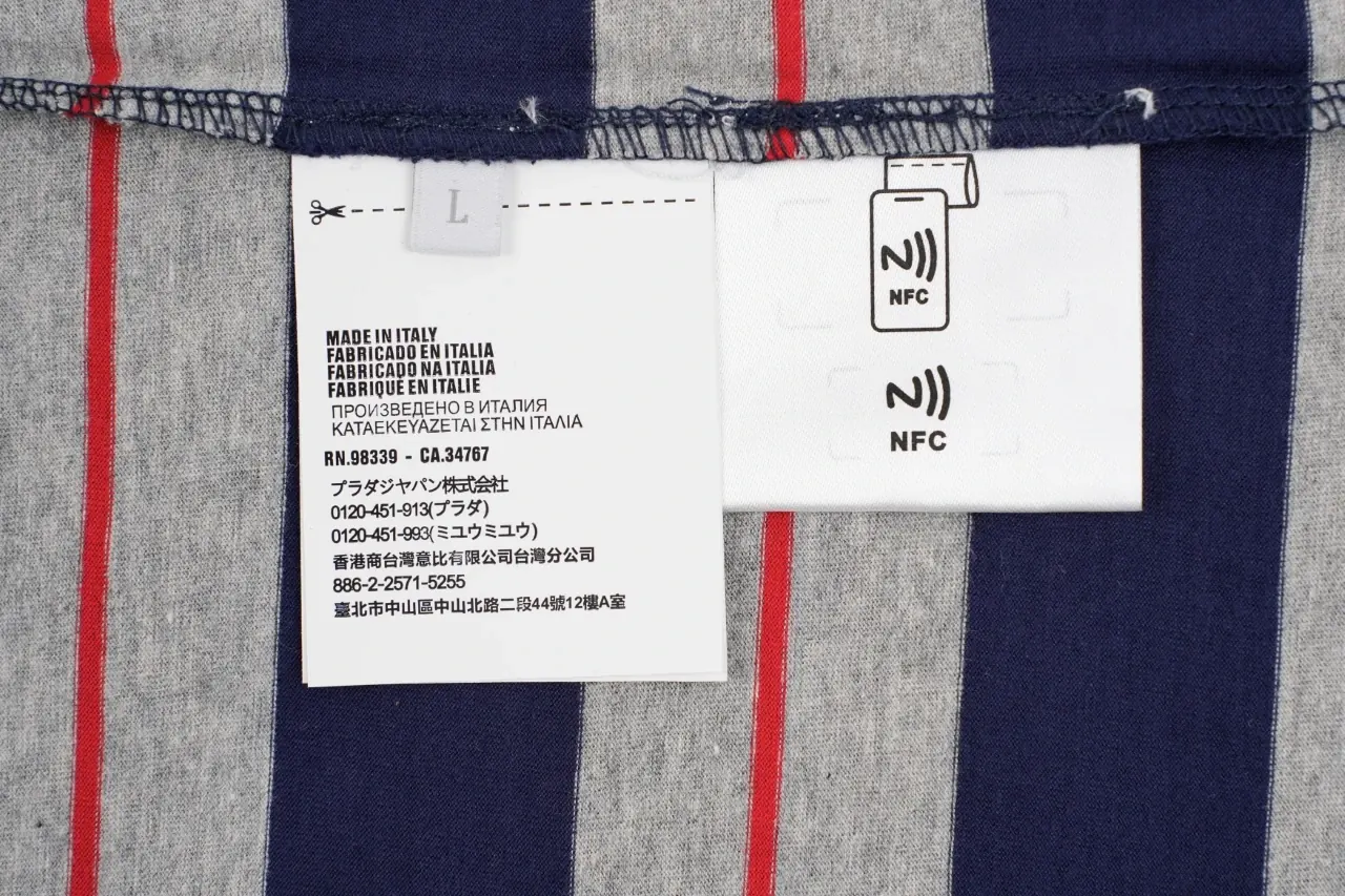 Miu Miu Navy Pink Stripe Pocket Long Sleeve T-Shirt product photo from LabelPicks