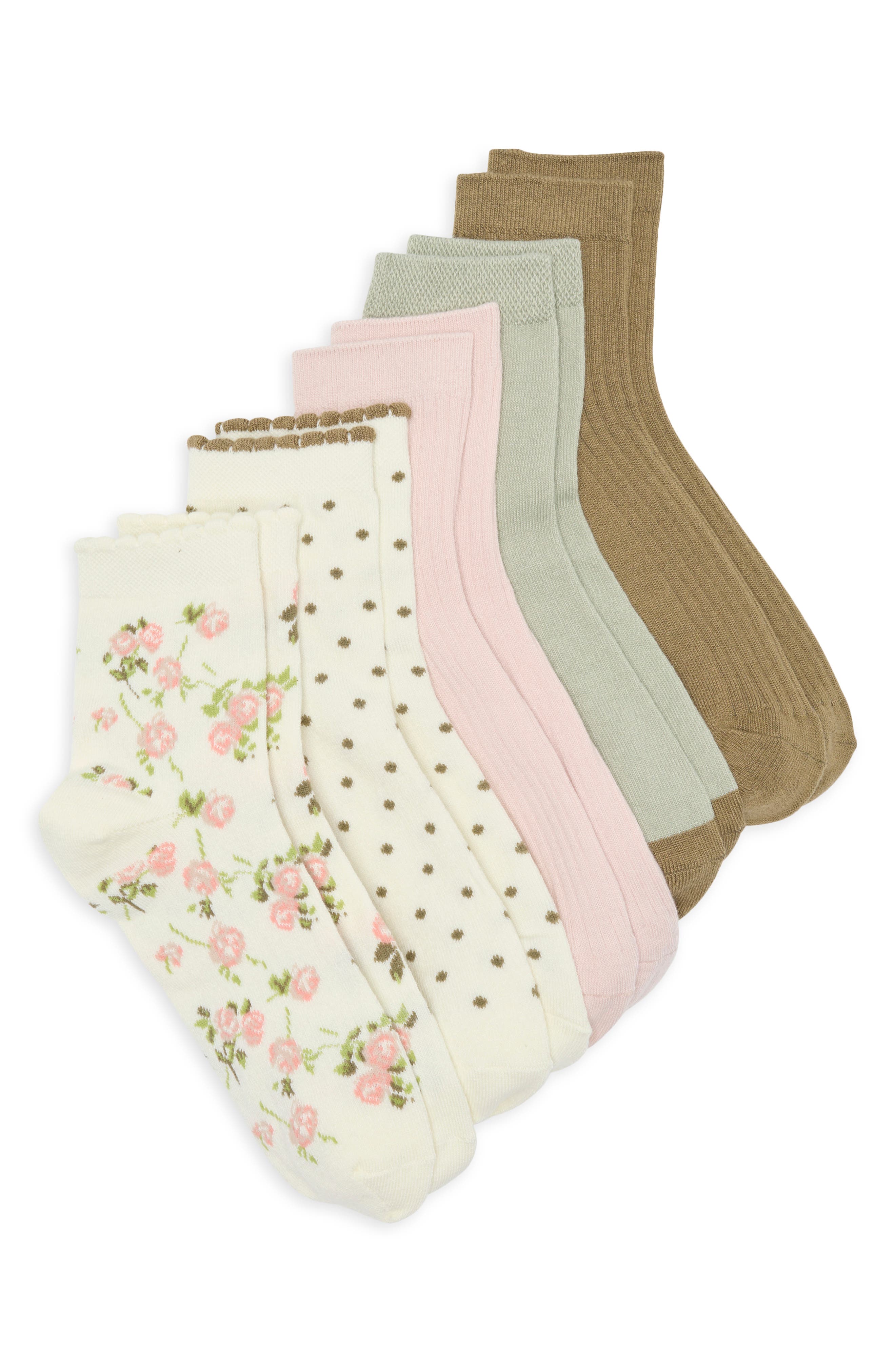 NORDSTROM RACK 5-Pack Floral Scallop Dress Socks