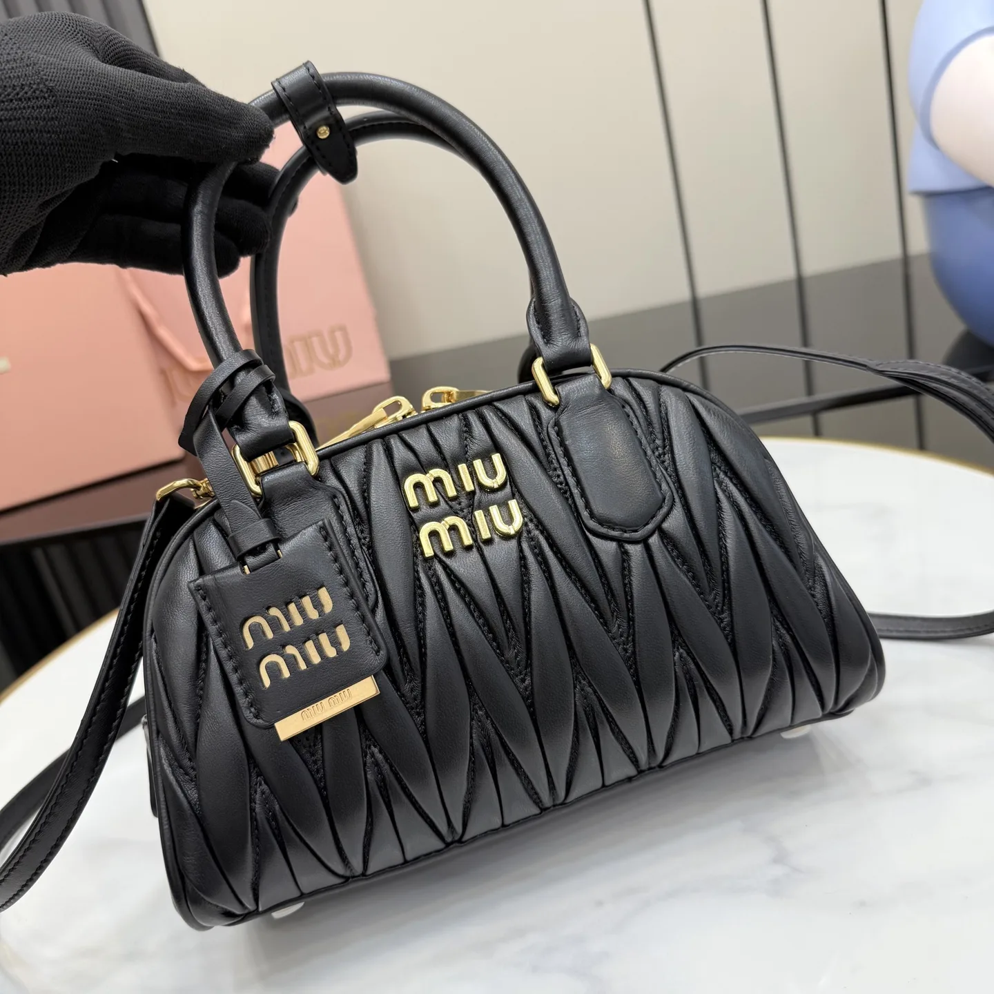 Miu Miu Arcadie Black Lambskin Top Handle Bag product photo from LabelPicks
