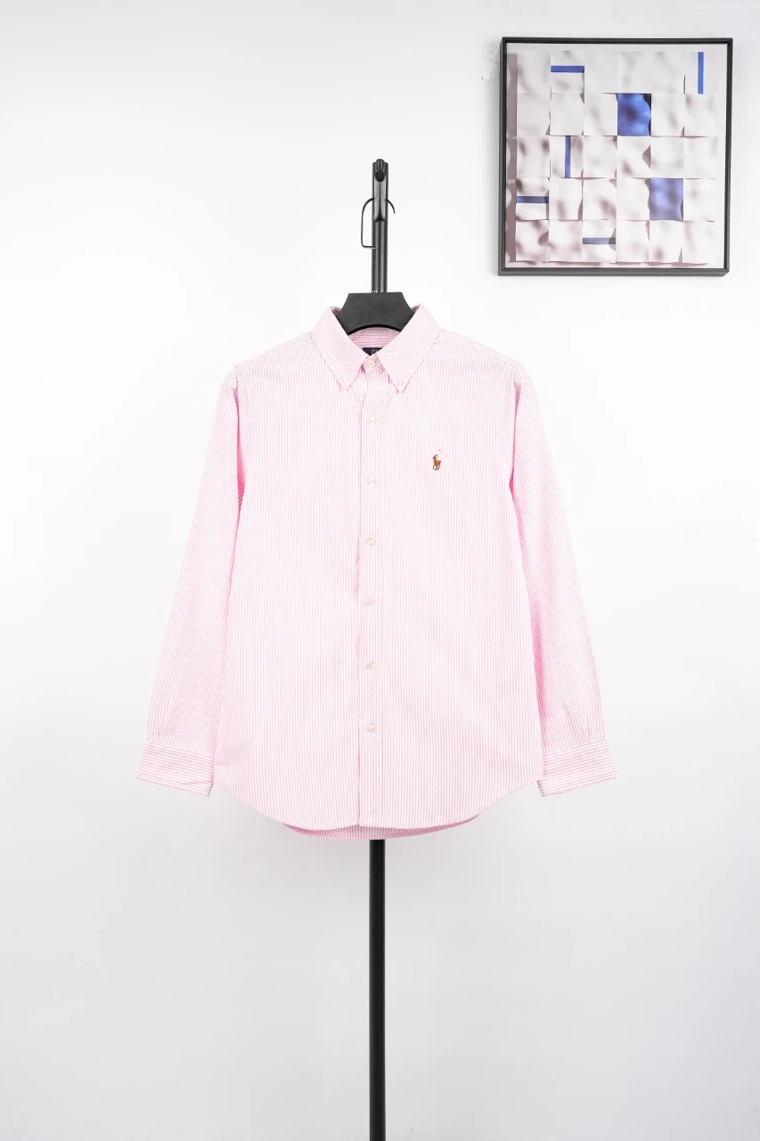 Ralph Lauren Pink White Stripe Pony Embroidered Oxford Shirt product photo from LabelPicks