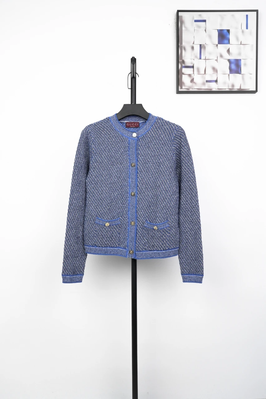 GUCCI Denim Blue Twill-Knit Cropped Cardigan product photo from LabelPicks