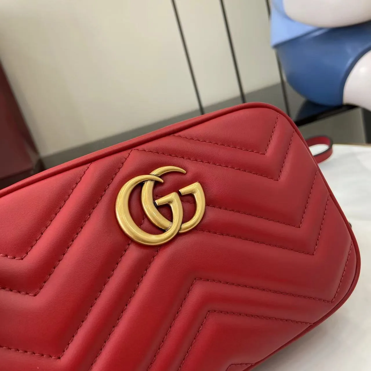 Gucci Marmont Red GG Supreme Canvas Crossbody Bag product photo from LabelPicks