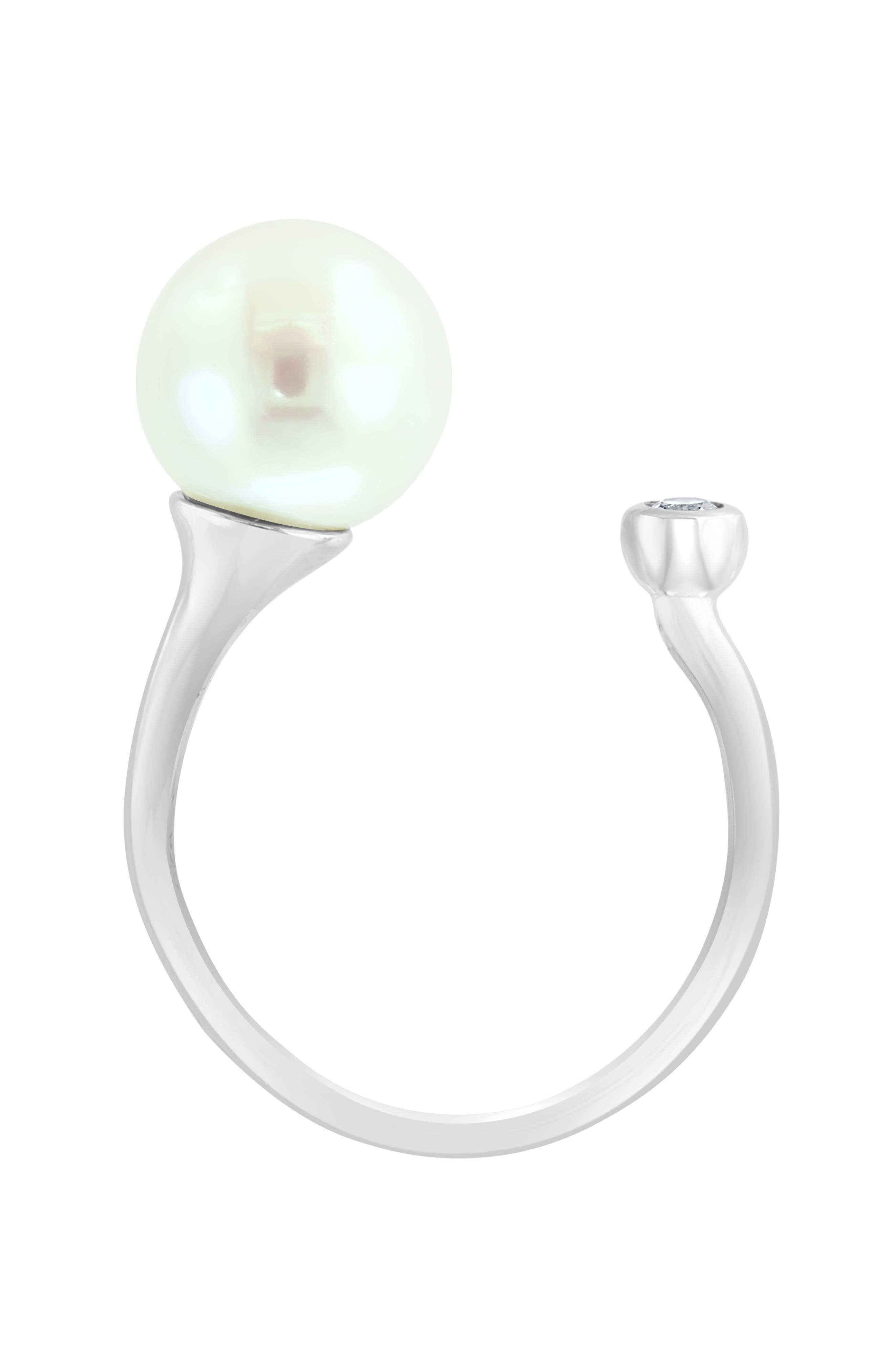 EFFY Freshwater Pearl & White Topaz Split Band Ring