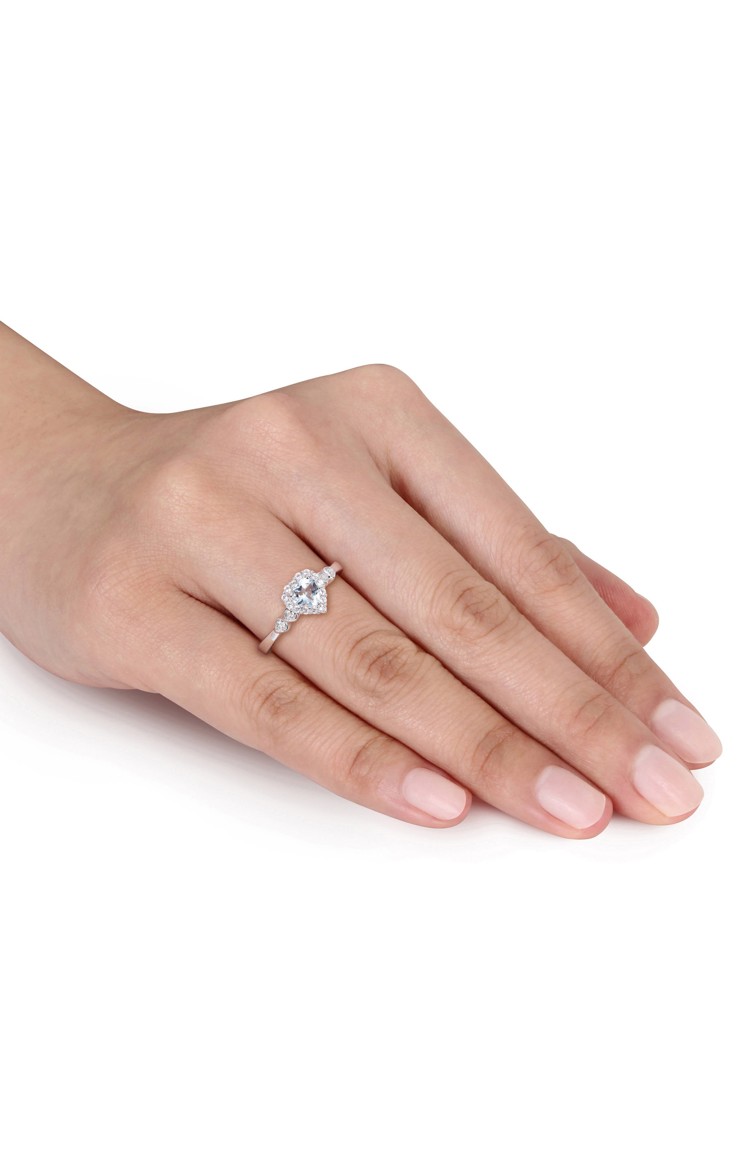 DELMAR Sterling Silver, Created White Sapphire, & Created Blue Sapphire Heart Ring
