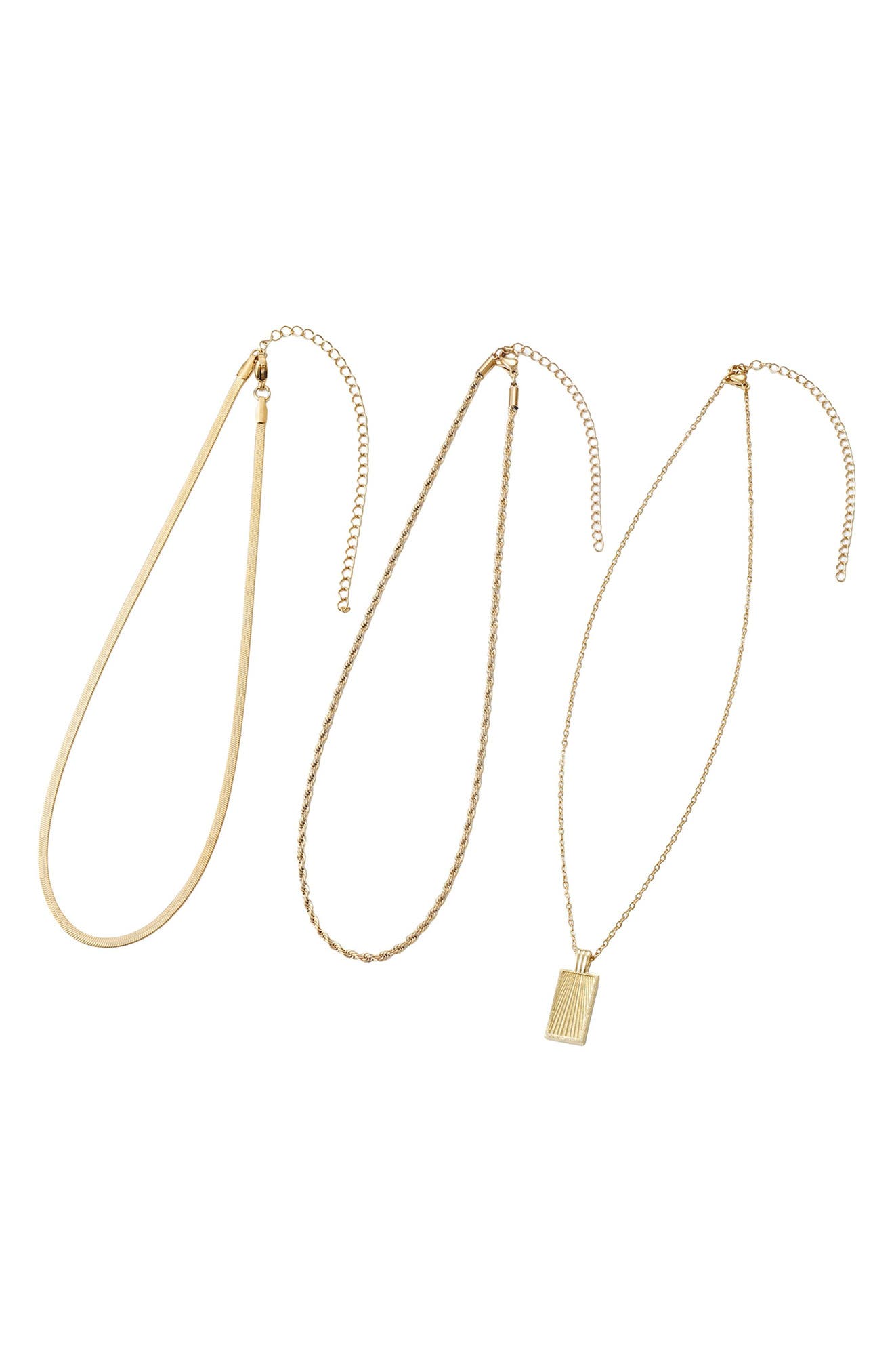Adornia 18K Gold Plated Mixed Chain & Pendant Necklace Set