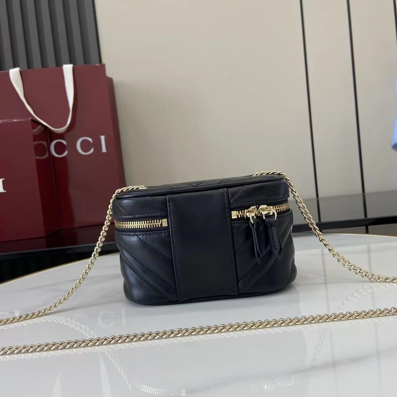 Gucci Marmont Black GG Supreme Canvas Top Handle Bag product photo from LabelPicks