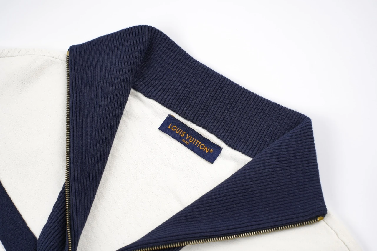 Louis Vuitton Off White Navy Contrast Stand Collar Jacket product photo from LabelPicks