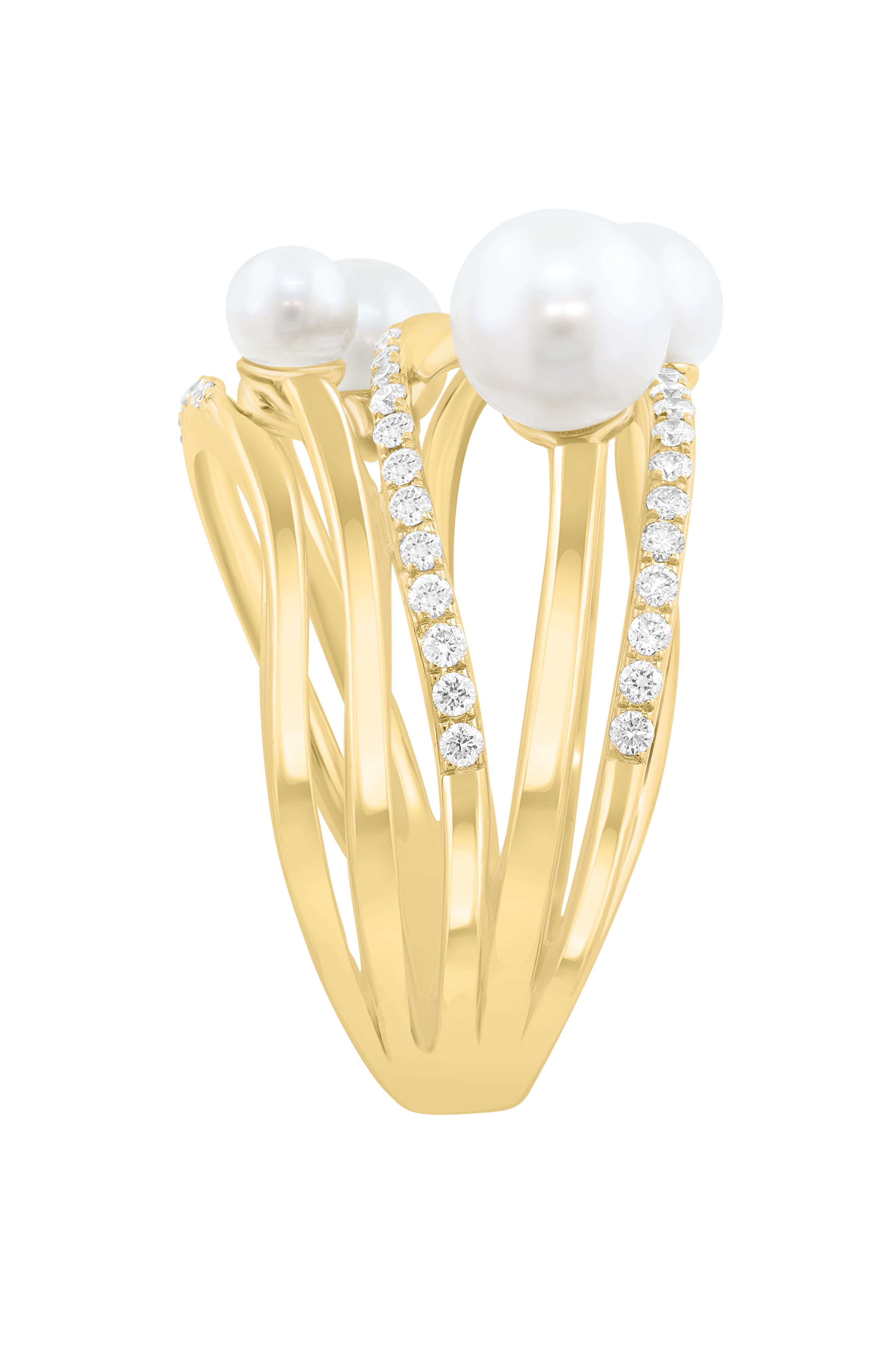 EFFY Freshwater Pearl & Diamond Crisscrossing Band Ring