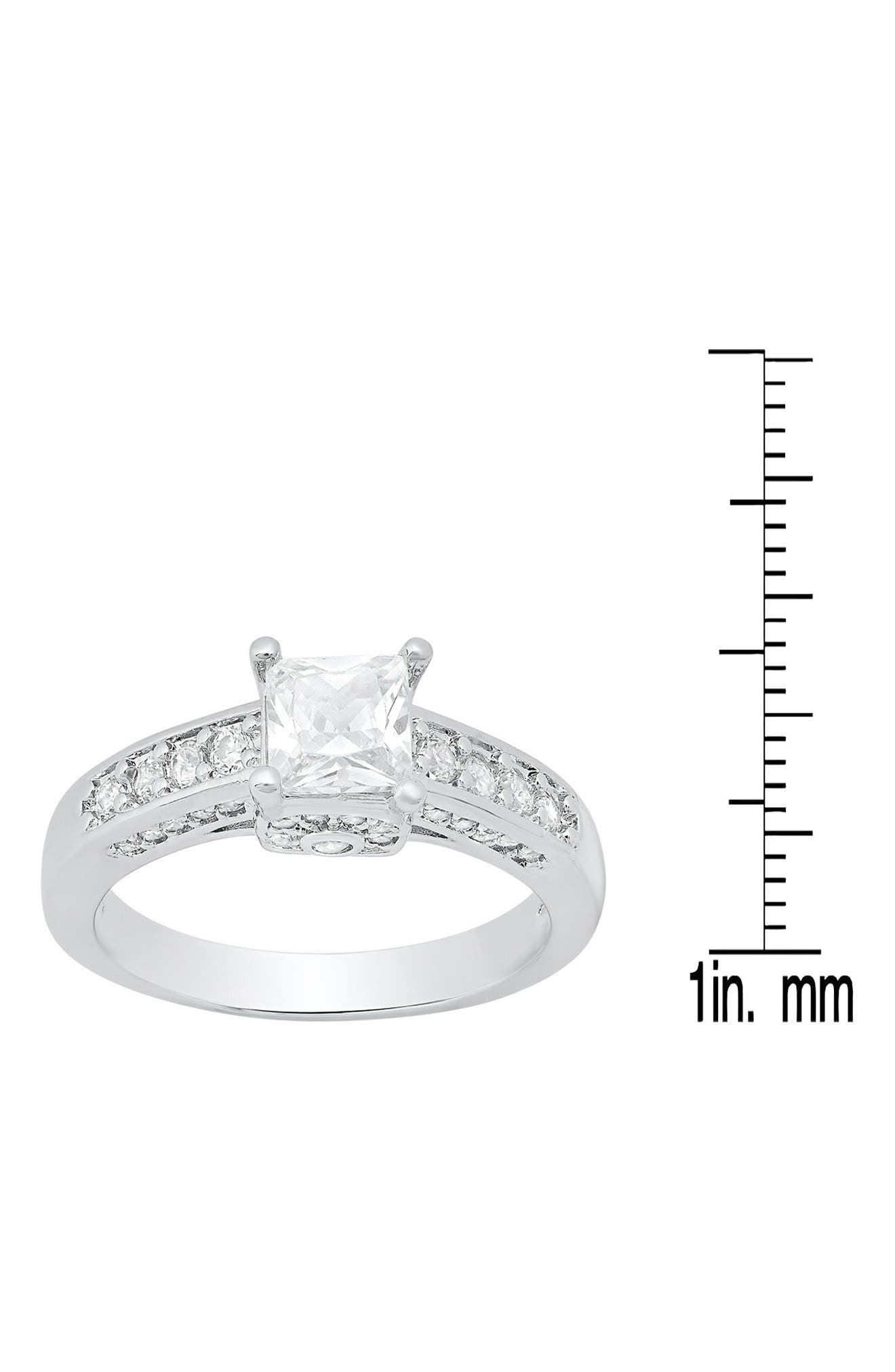 HMY JEWELRY 18K White Gold Plated Simulated Diamond Ring