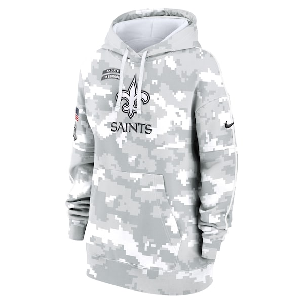 New Orleans Saints Nike Women's 2024 Salute To Service Club Fleece Pullover Hoodie - Arctic Camo