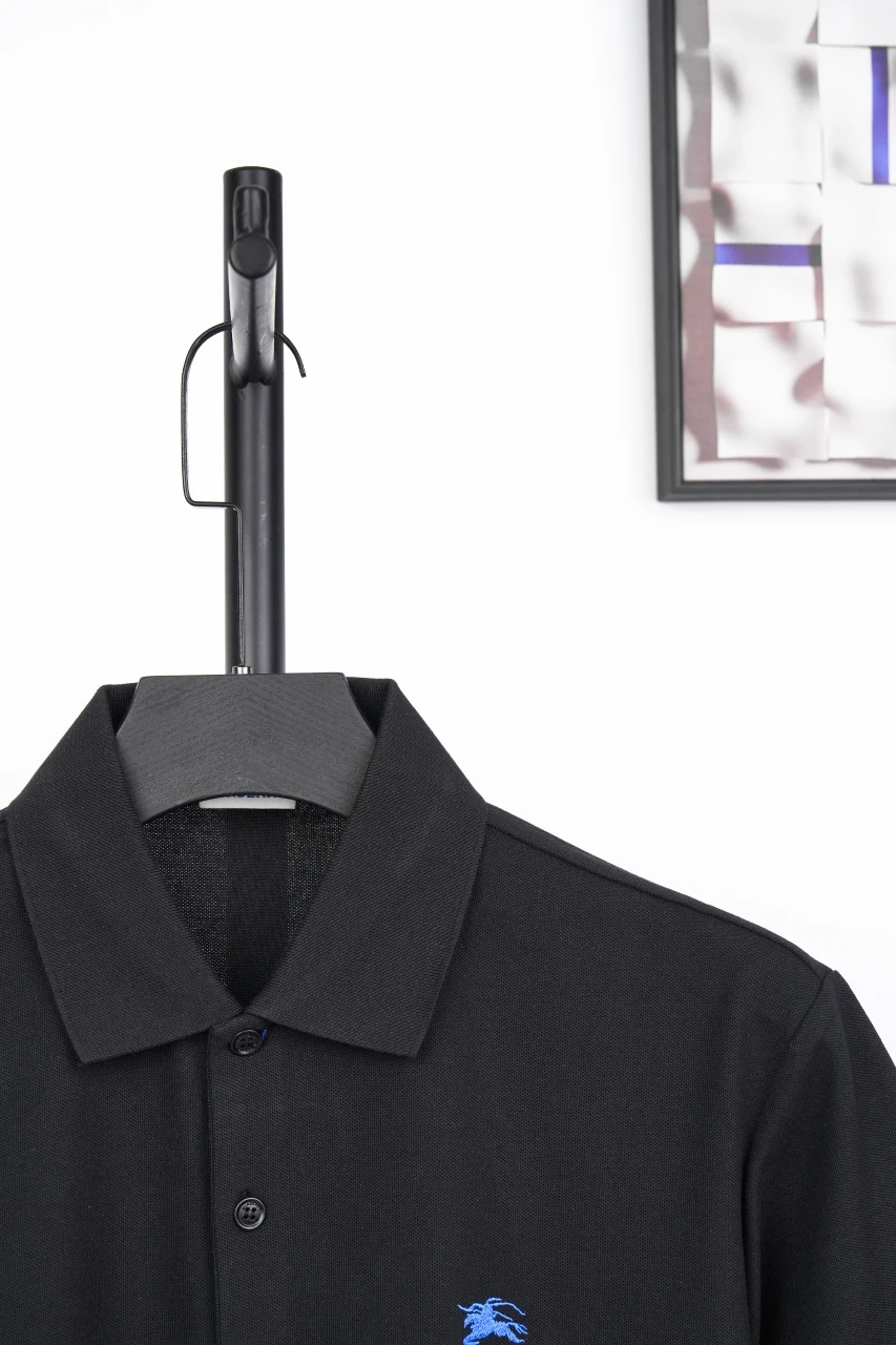 Burberry Black Blue Trim Equestrian Knight Polo Shirt product photo from LabelPicks