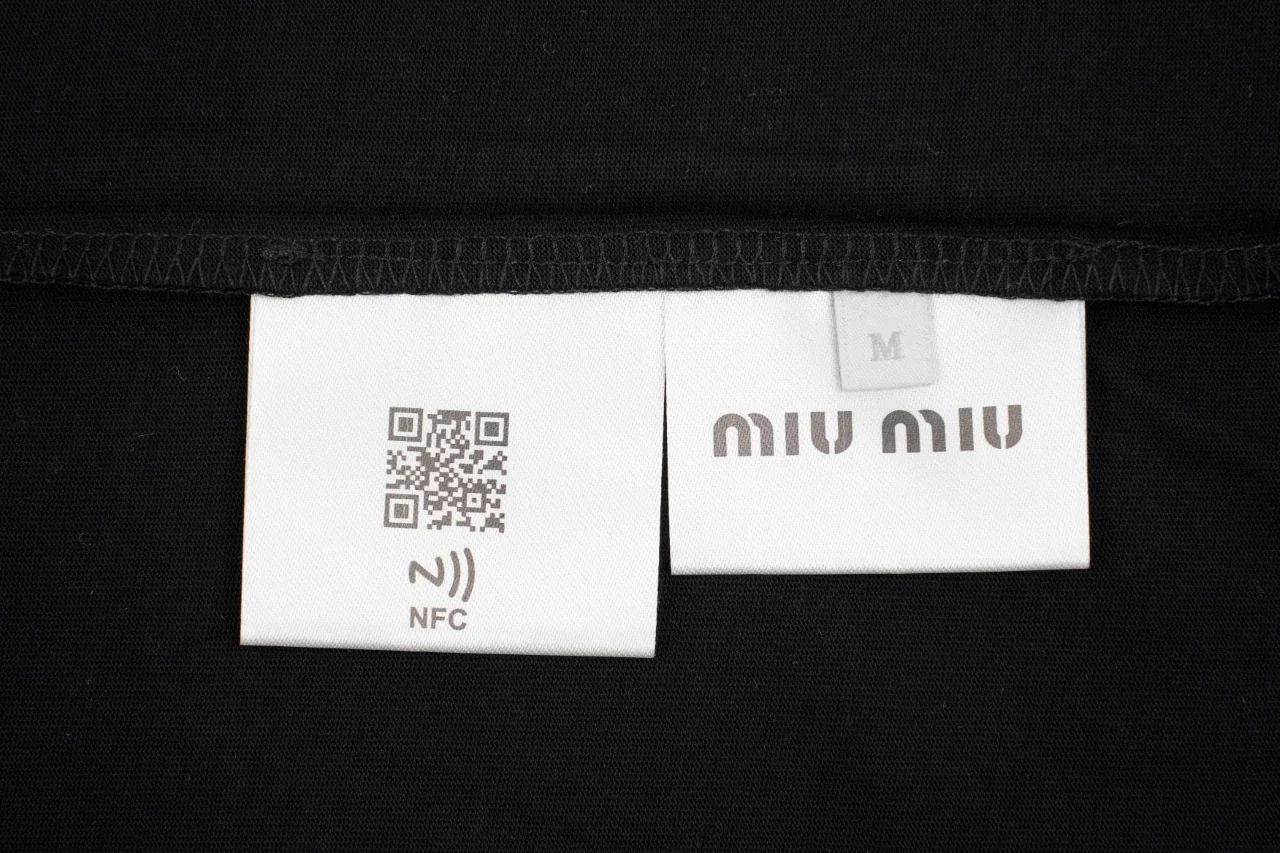 Miu Miu Black Contrast Collar Embroidered Logo Patch T-Shirt product photo from LabelPicks