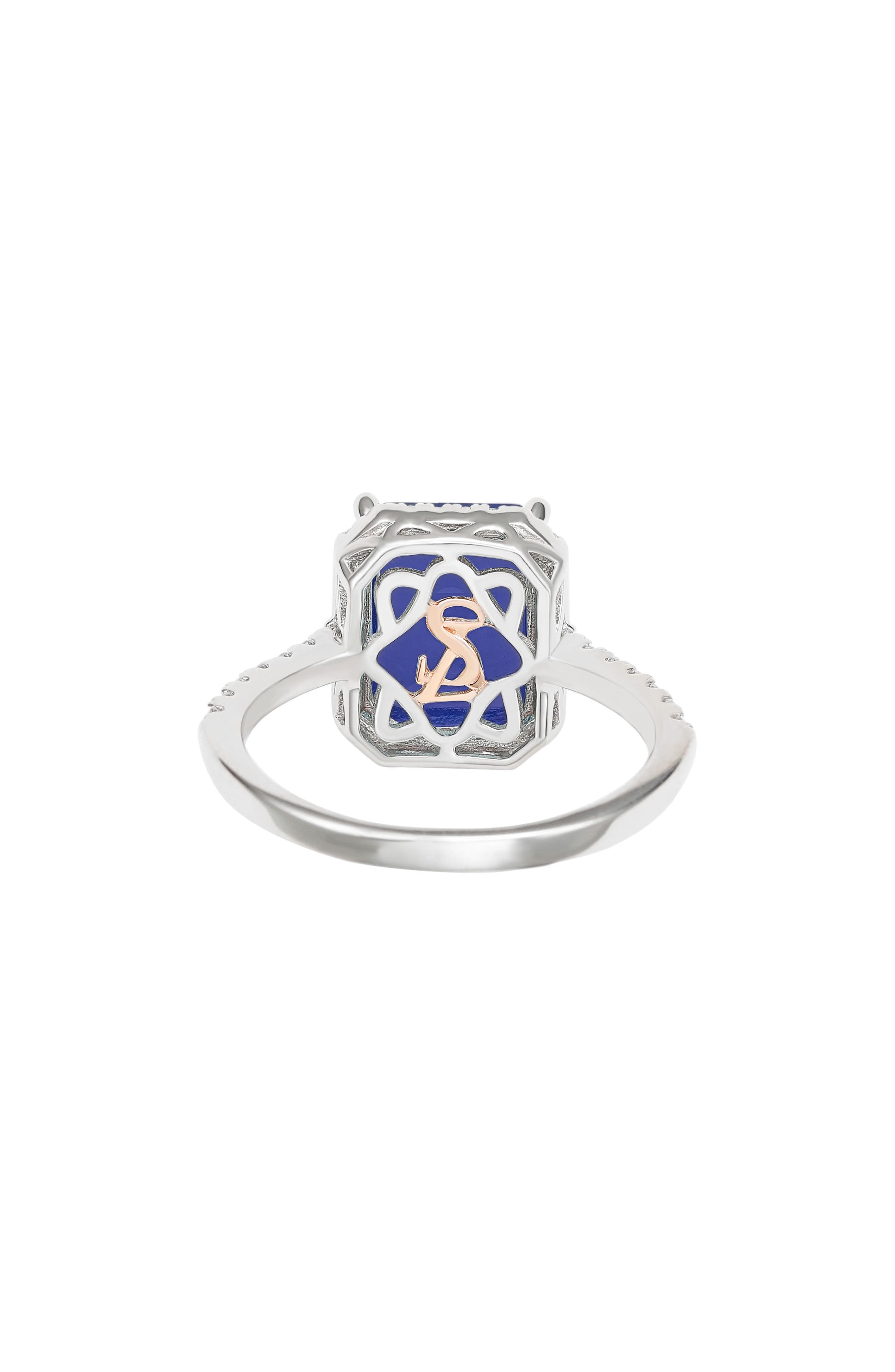 SUZY LEVIAN Blue Cubic Zirconia Halo Engagement Ring